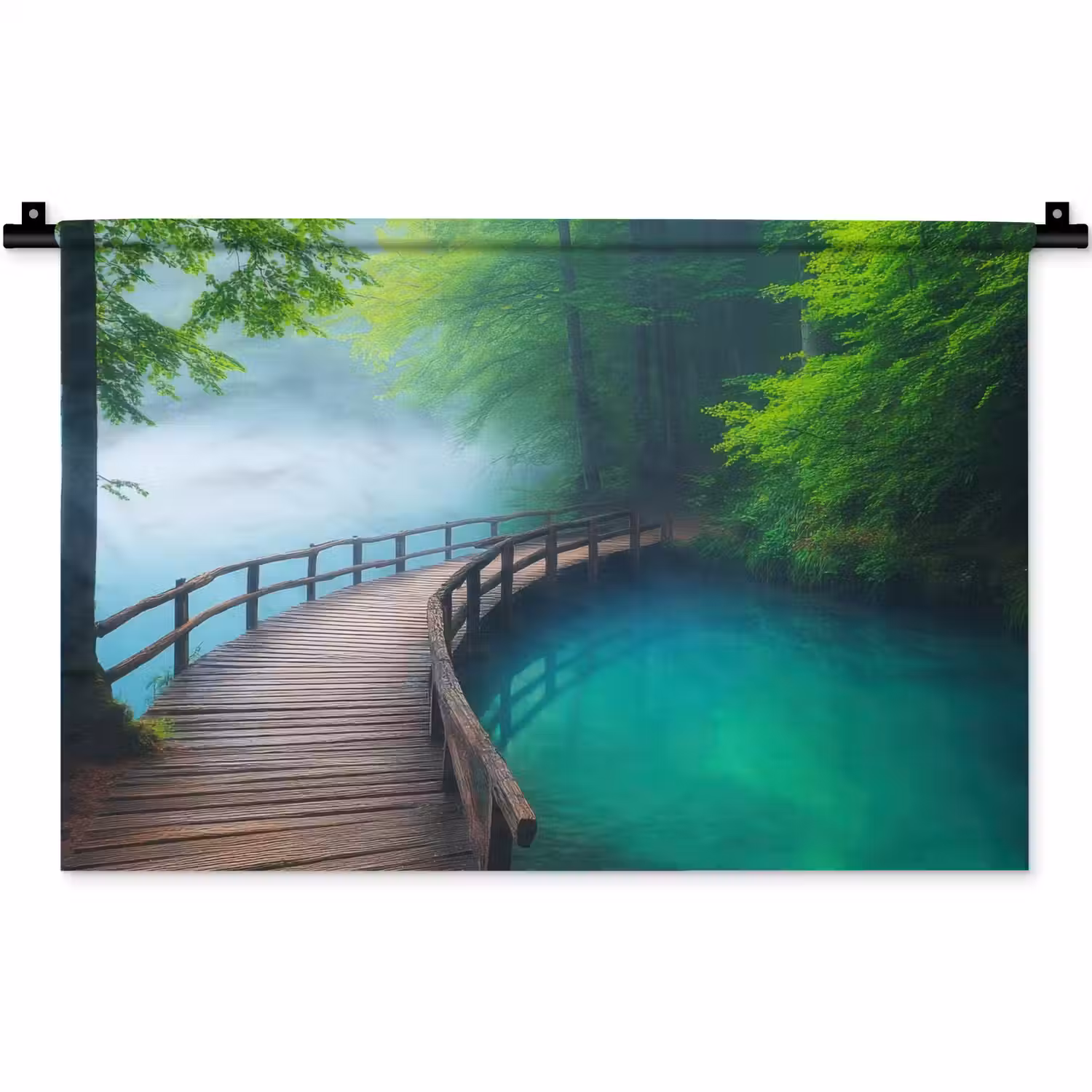 Brug - Water - Rivier - Bos Wandkleed katoen klein -zz3d