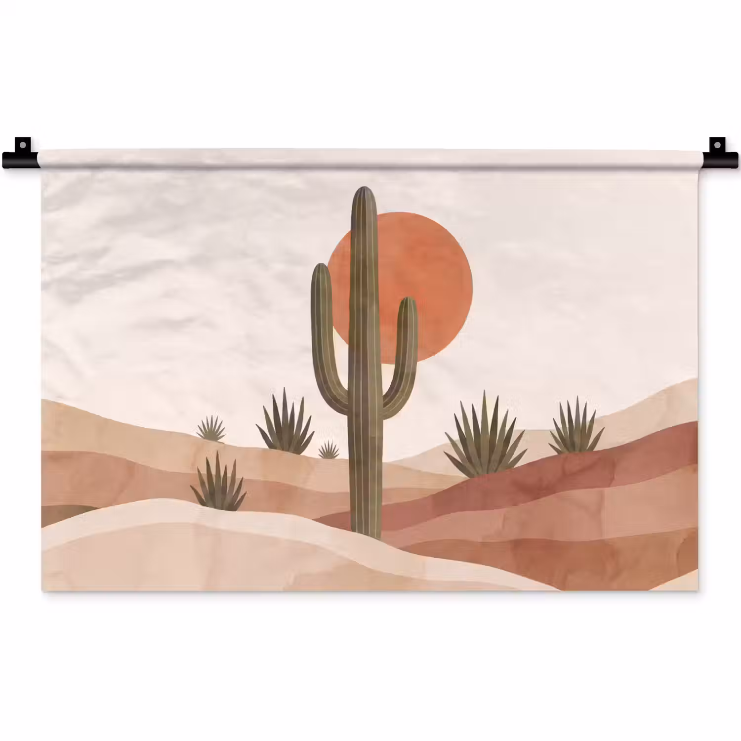 Cactus - Duinen - Modern - Landschap - Groen Wandkleed katoen klein -zz3d