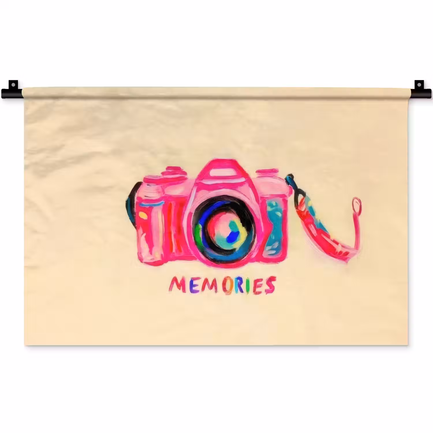 Camera - Memories - Roze - Geschilderd Wandkleed katoen klein -zz3d