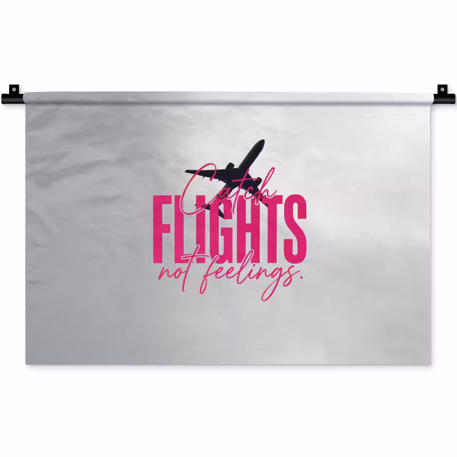 Catch flights not feelings - Vliegtuig - Roze Wandkleed katoen klein -zz3d