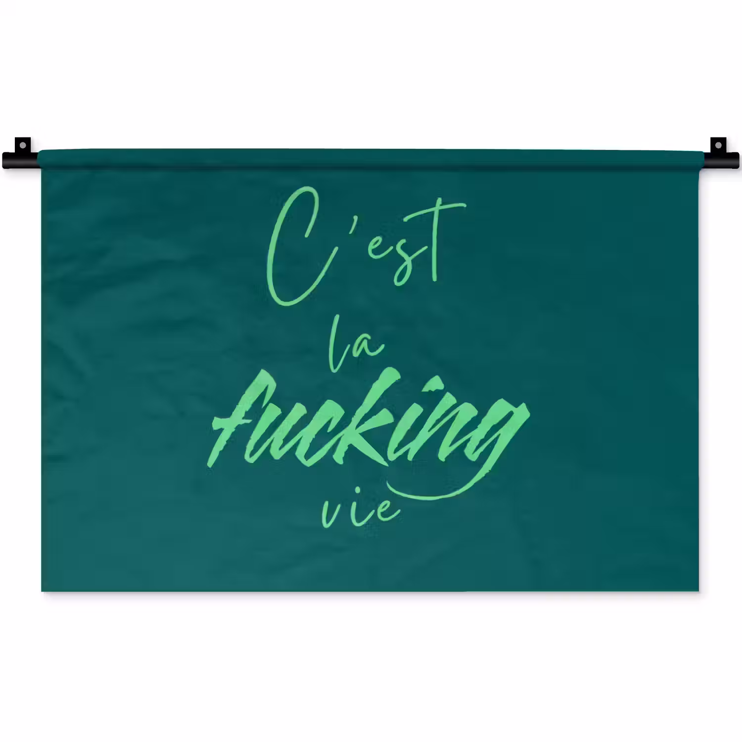 c'est la fucking vie - Groen - Handgeschreven Wandkleed katoen klein -zz3d