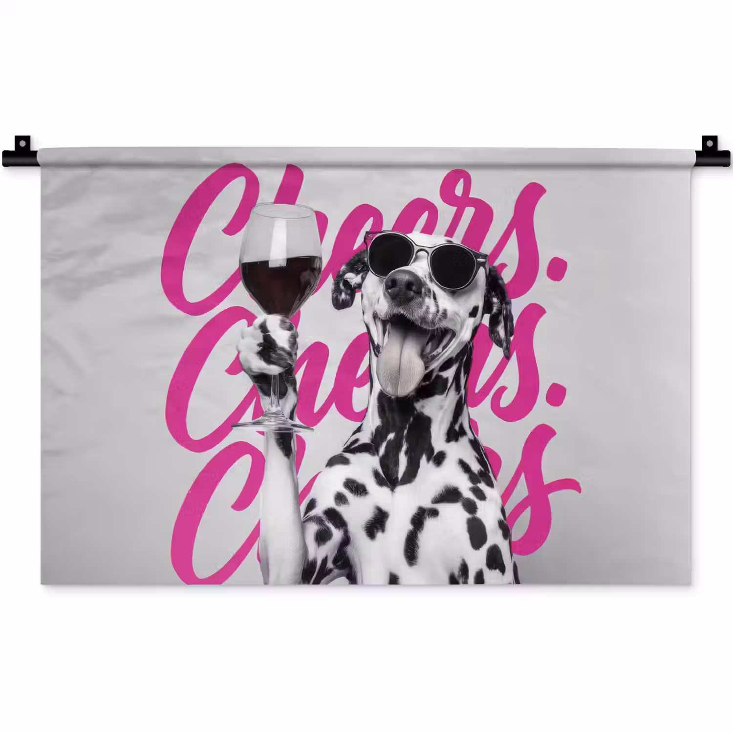 Cheers - Hond - Roze - Wijn Wandkleed katoen klein -zz3d