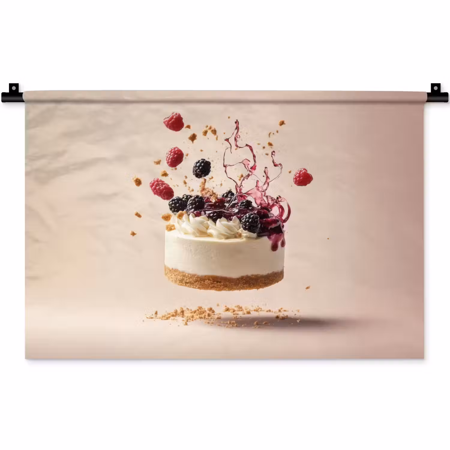 Cheesecake - Eten - Roze - Taart Wandkleed katoen klein -zz3d