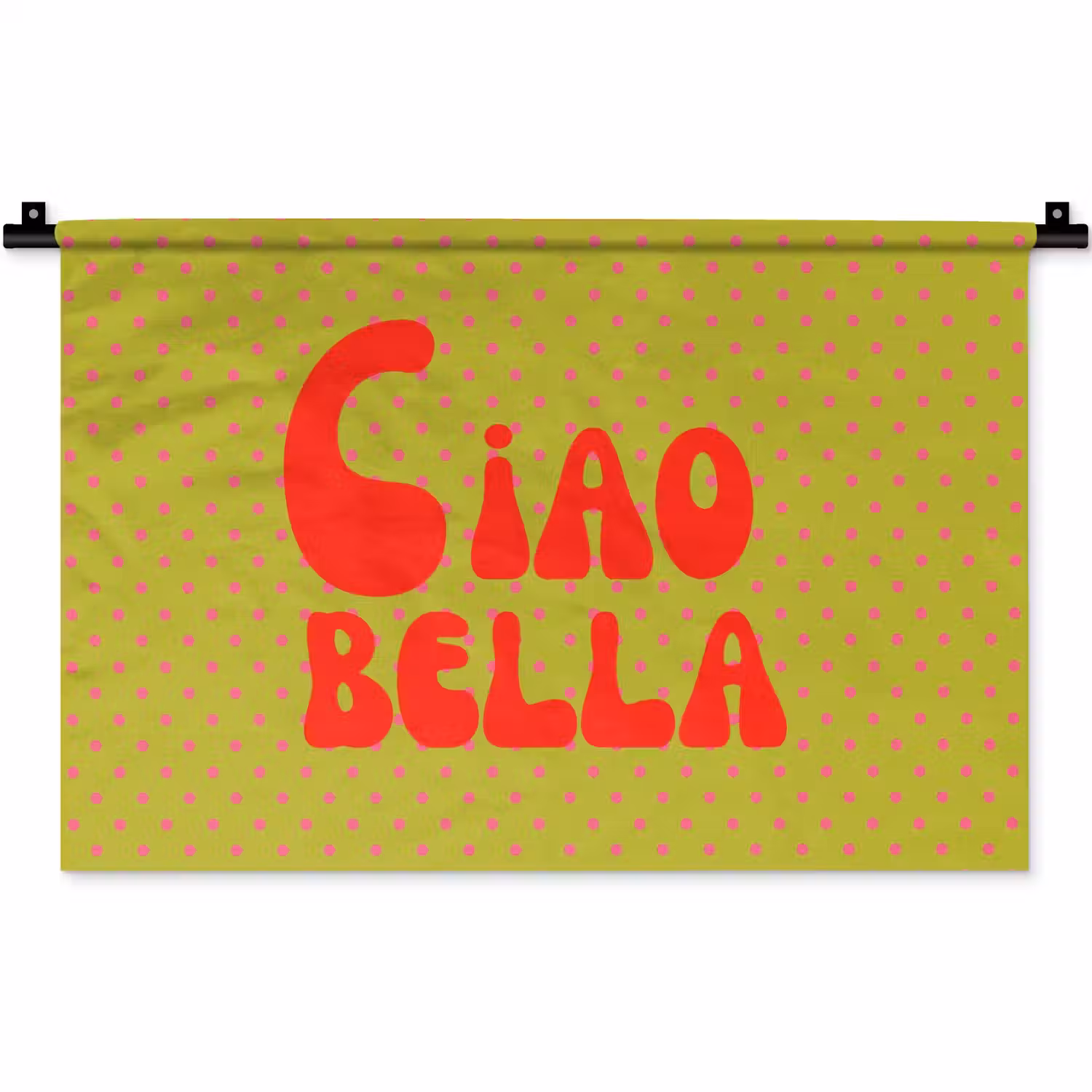 Ciao bella - Rood - Groen - Stippen Wandkleed katoen klein -zz3d