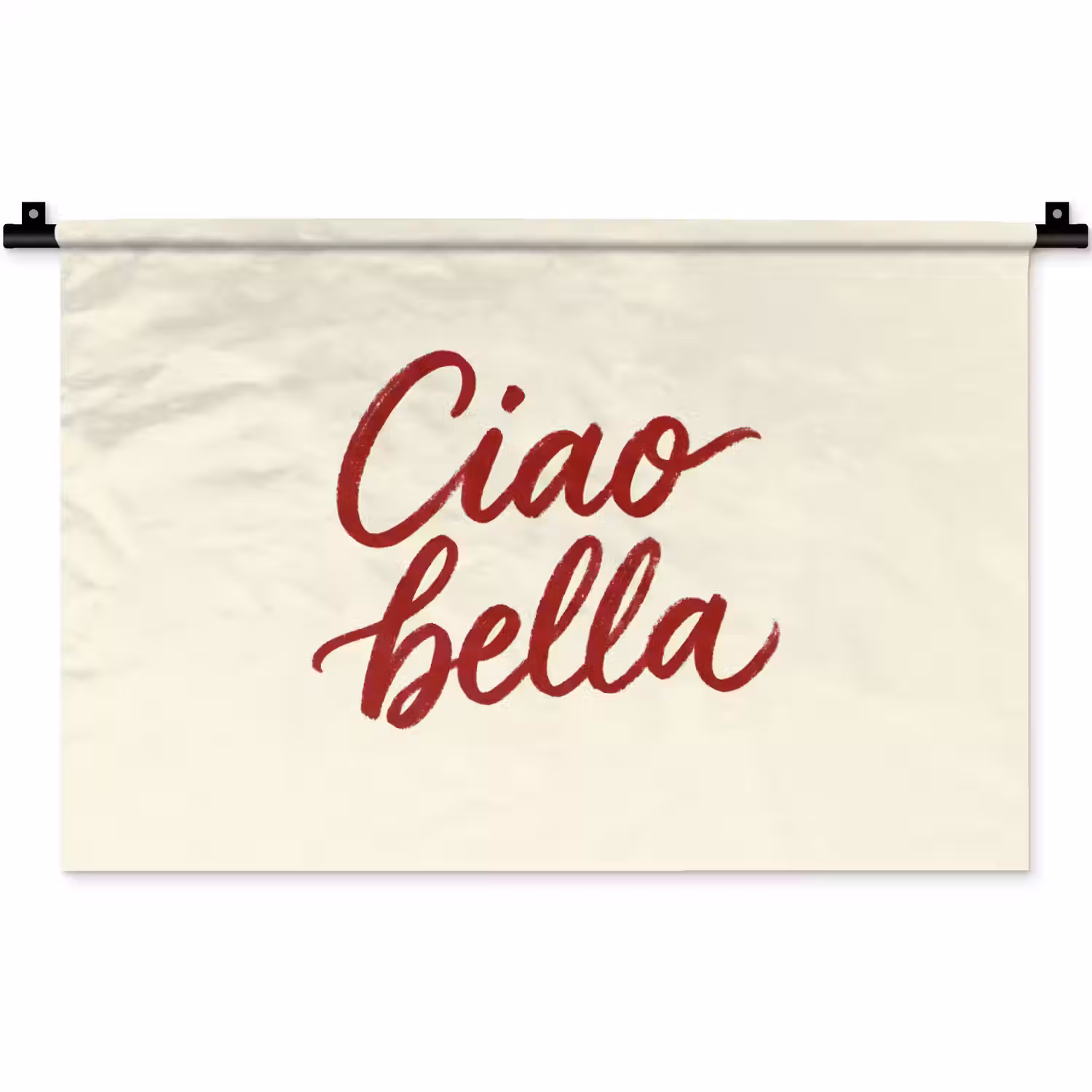 Ciao bella - Rood - Wit - Minimalistisch Wandkleed katoen klein -zz3d