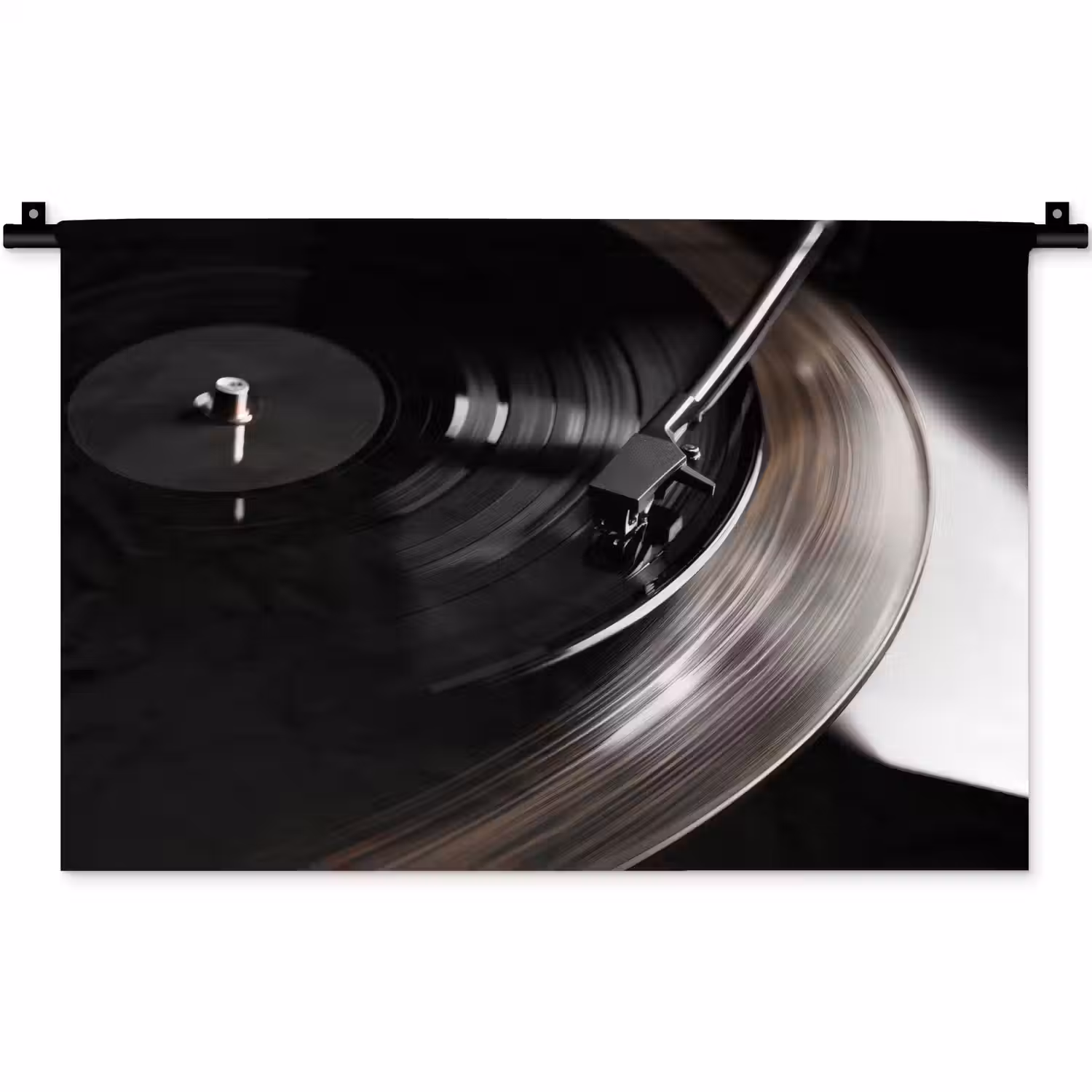Close-up - Vinylplaat - Platenspeler - Zwart Wandkleed katoen klein -zz3d