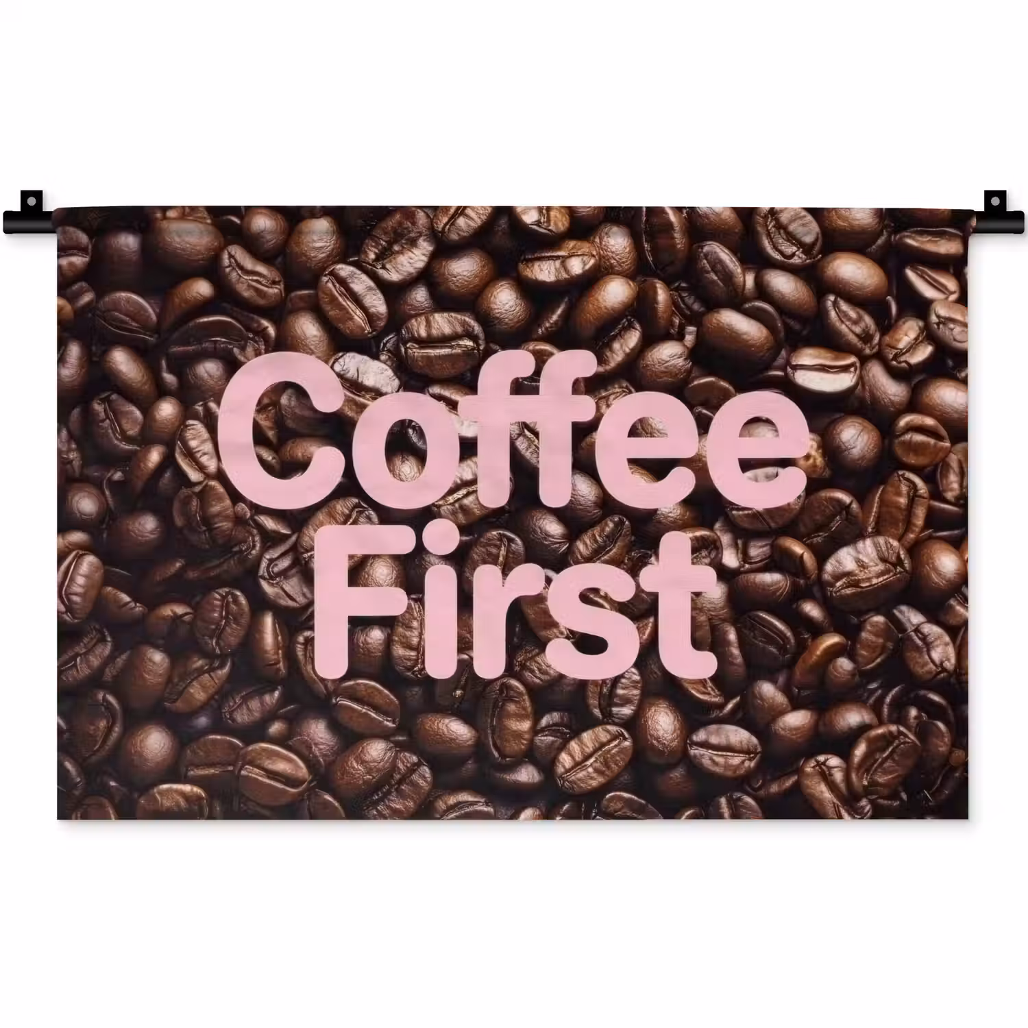 Coffee First - Koffiebonen - Roze Wandkleed katoen klein -zz3d