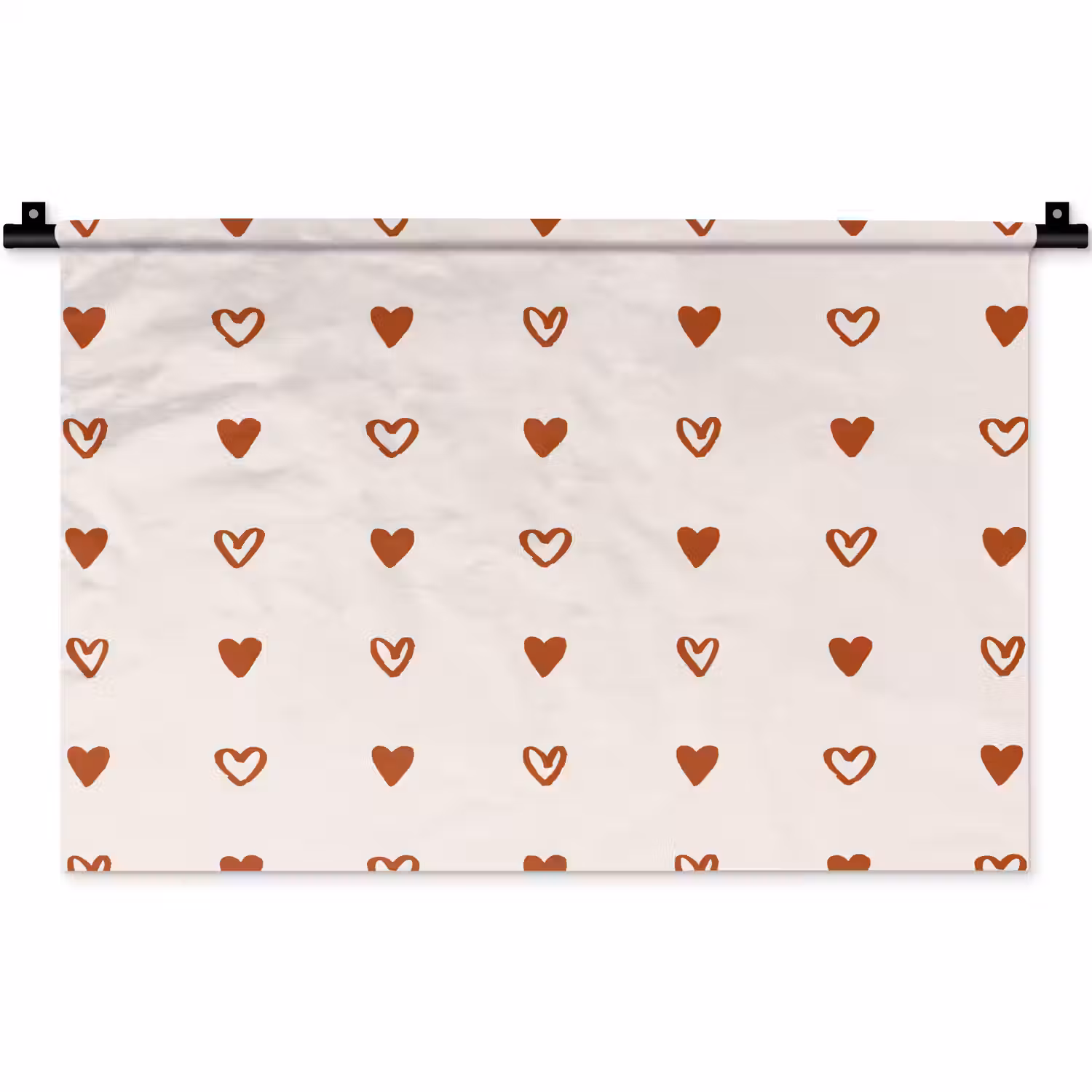 Crème - Rood - Hartjes - Patroon Wandkleed katoen klein 269 -zz3d