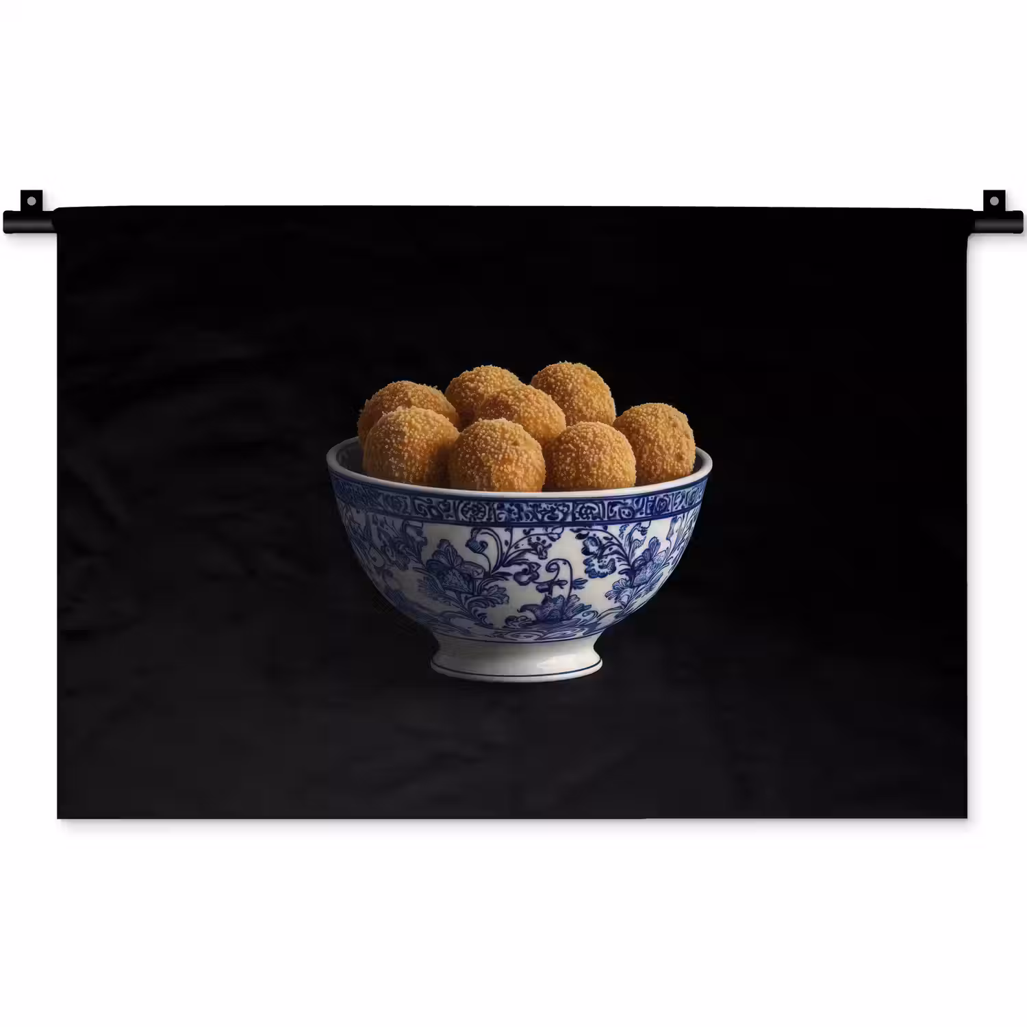 Delfts blauw - Bitterballen - Holland - Schaal Wandkleed katoen klein -zz3d