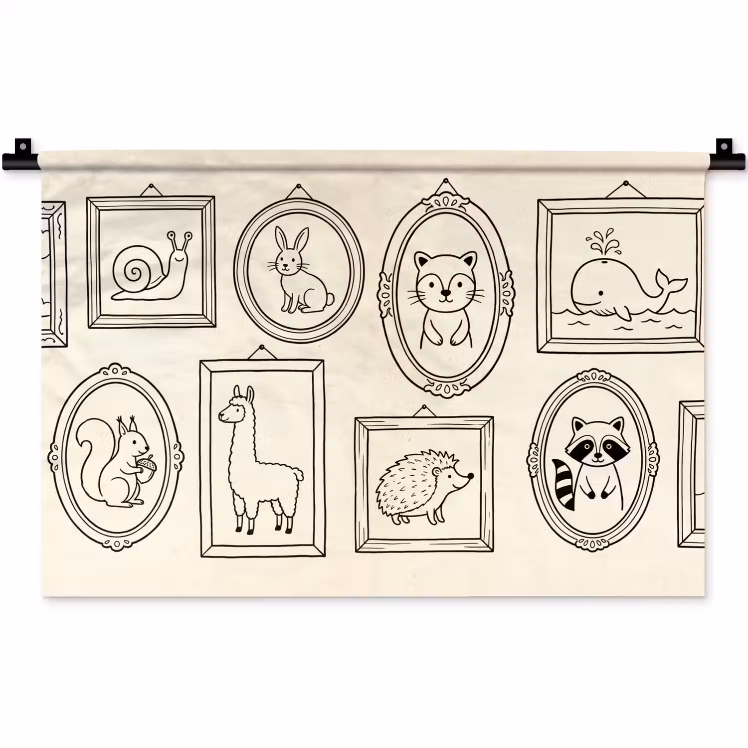 Dieren - Illustratie - Lijsten - Galerij - Speels Wandkleed katoen klein -zz3d