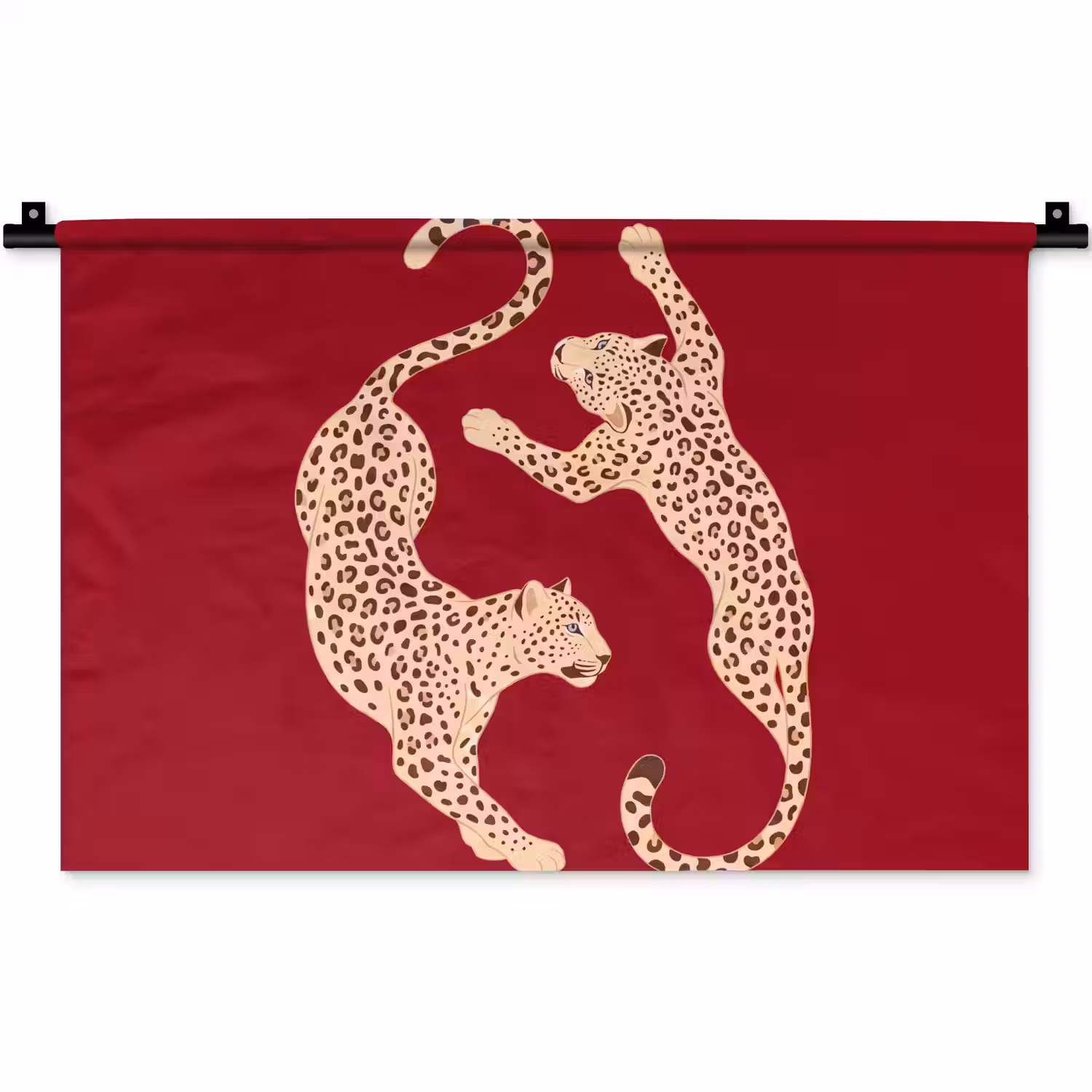 Dieren - Luipaard - Abstract - Rood - Modern Wandkleed katoen klein -zz3d