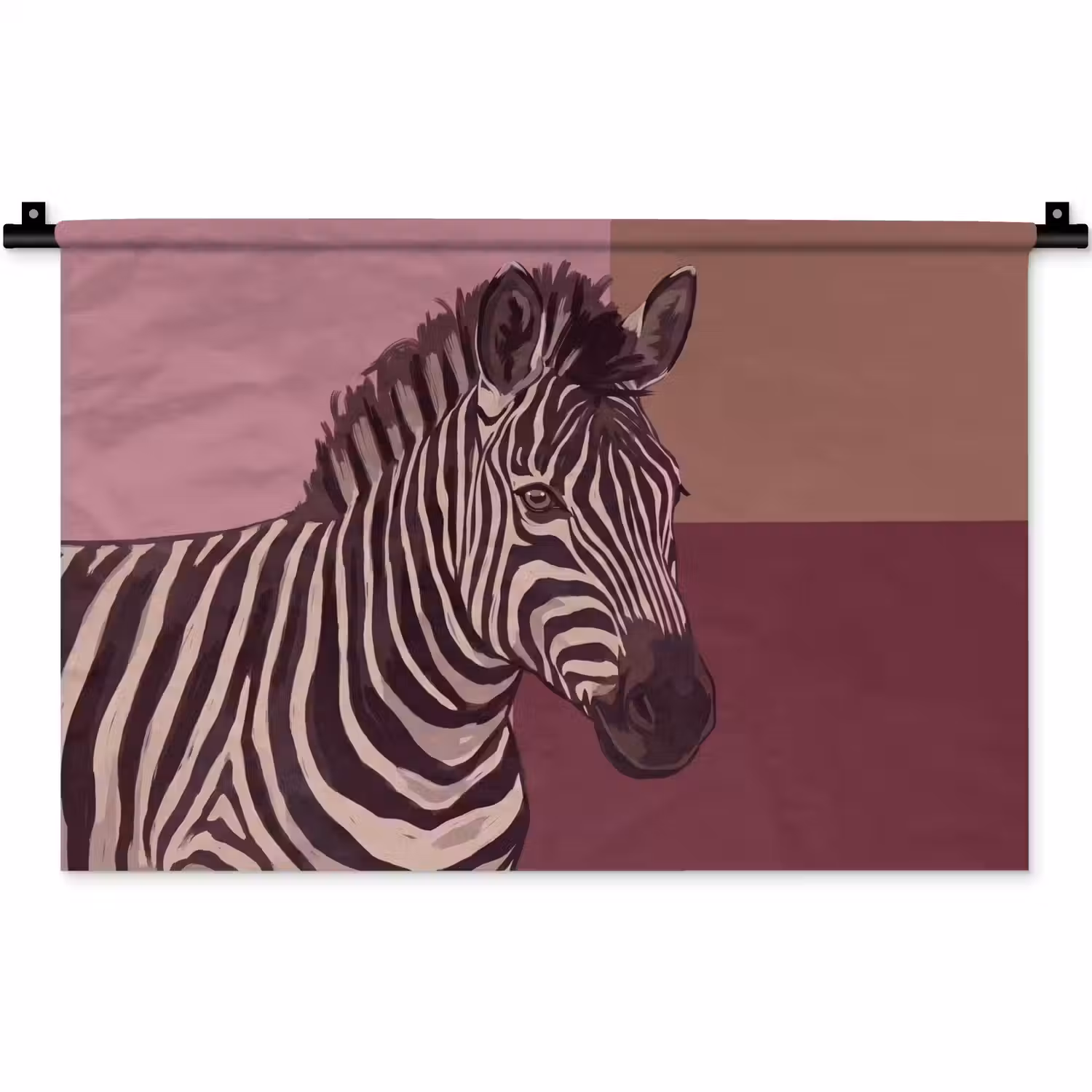 Dieren - Zebrahoofd - Wildlife - Modern - Bruin Wandkleed katoen klein -zz3d