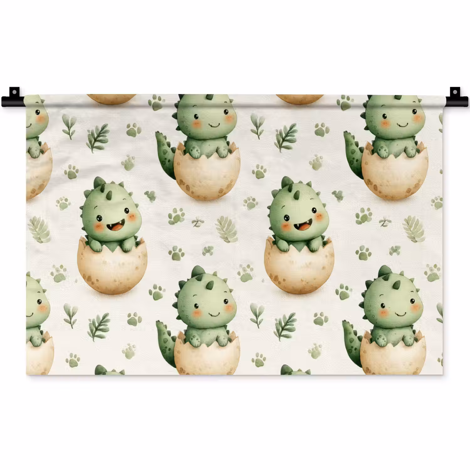 Dino - Eieren - Groen Wandkleed katoen klein 269 -zz3d