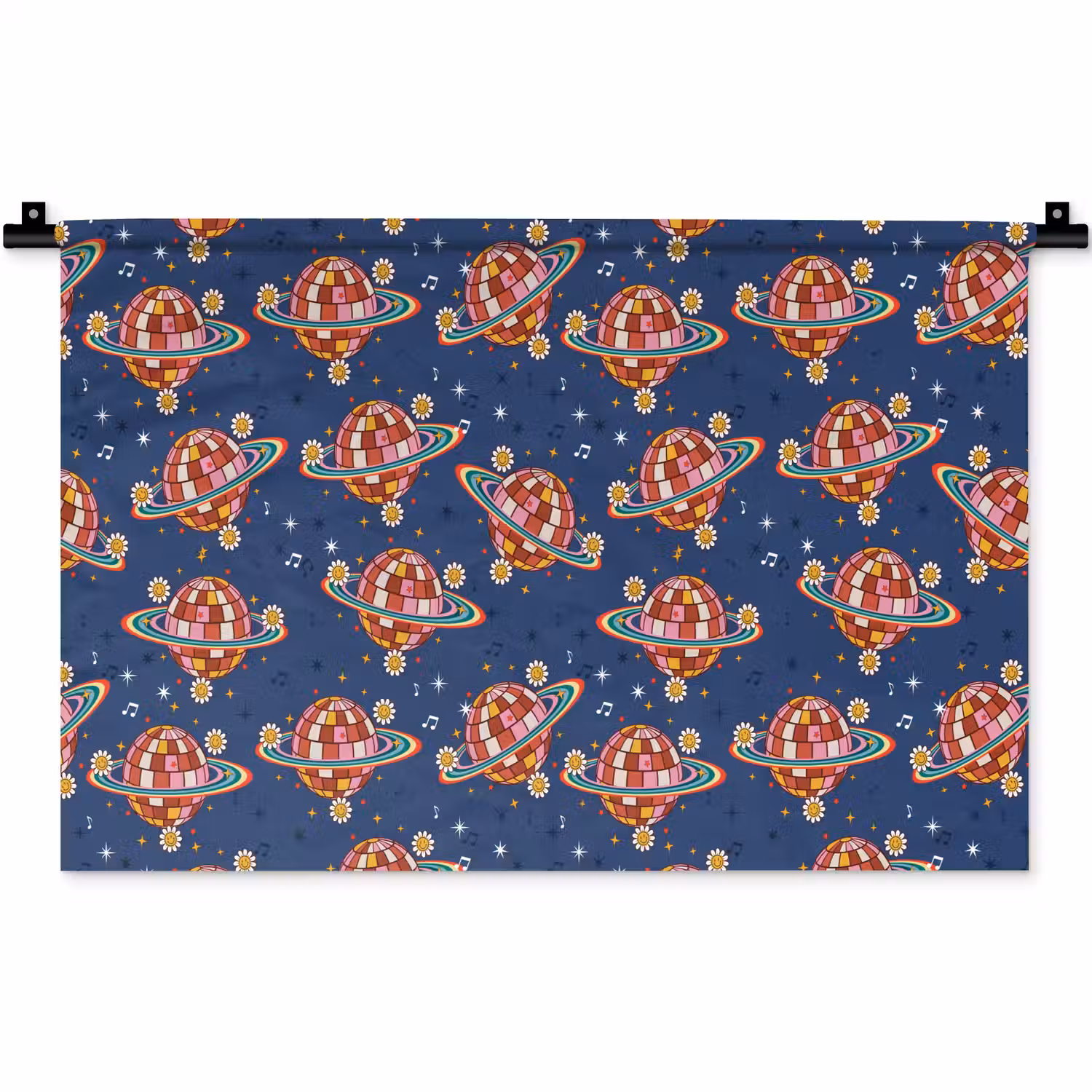 Disco - Blauw - Patroon Wandkleed katoen klein 269 -zz3d