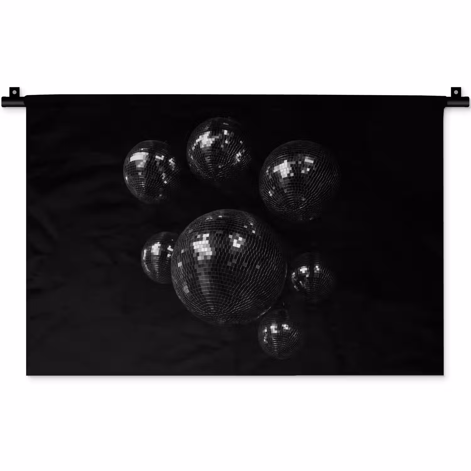 Discoballen - Minimalistisch - Zwart Wandkleed katoen klein -zz3d