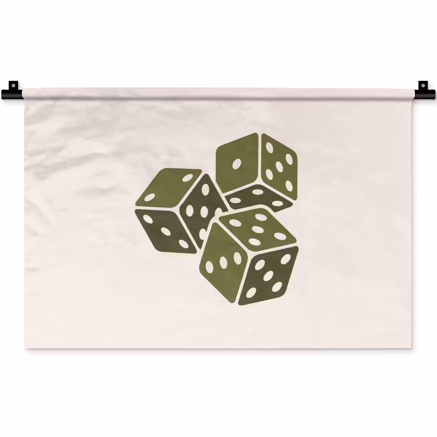 Dobbelsteen - Spel - Groen - Abstract Wandkleed katoen klein -zz3d