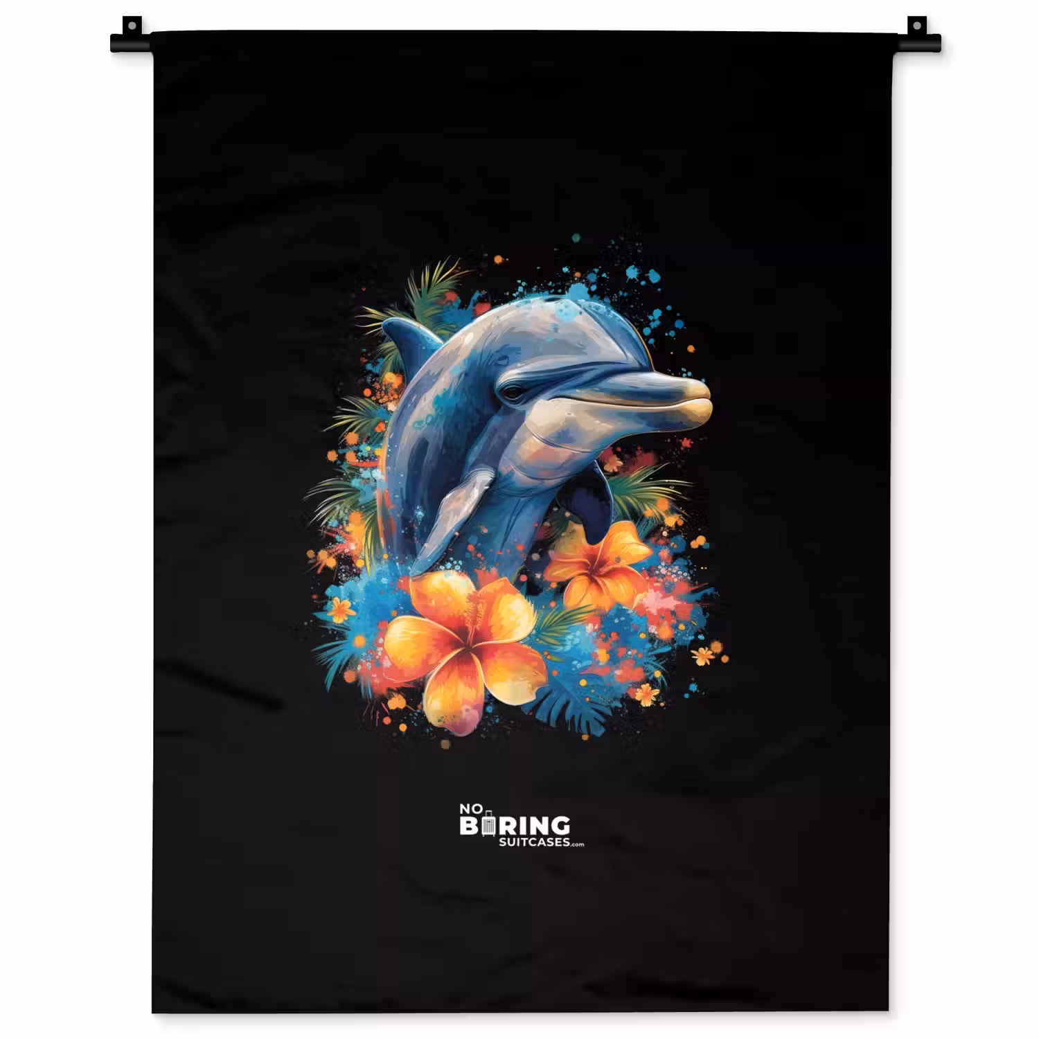 Dolfijn te midden van graffiti bloemen Wandkleed katoen klein -zz3d
