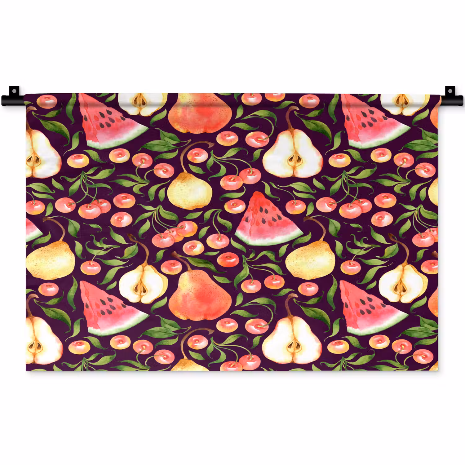 Donker - Bladeren - Fruit - Patroon Wandkleed katoen klein 269 -zz3d