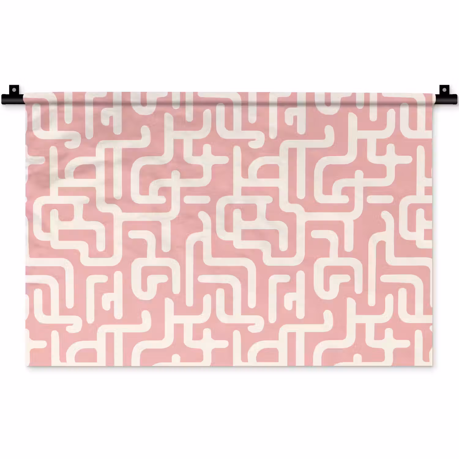 Doolhofpatroon - Roze - Wit - Abstract Wandkleed katoen klein 269 -zz3d