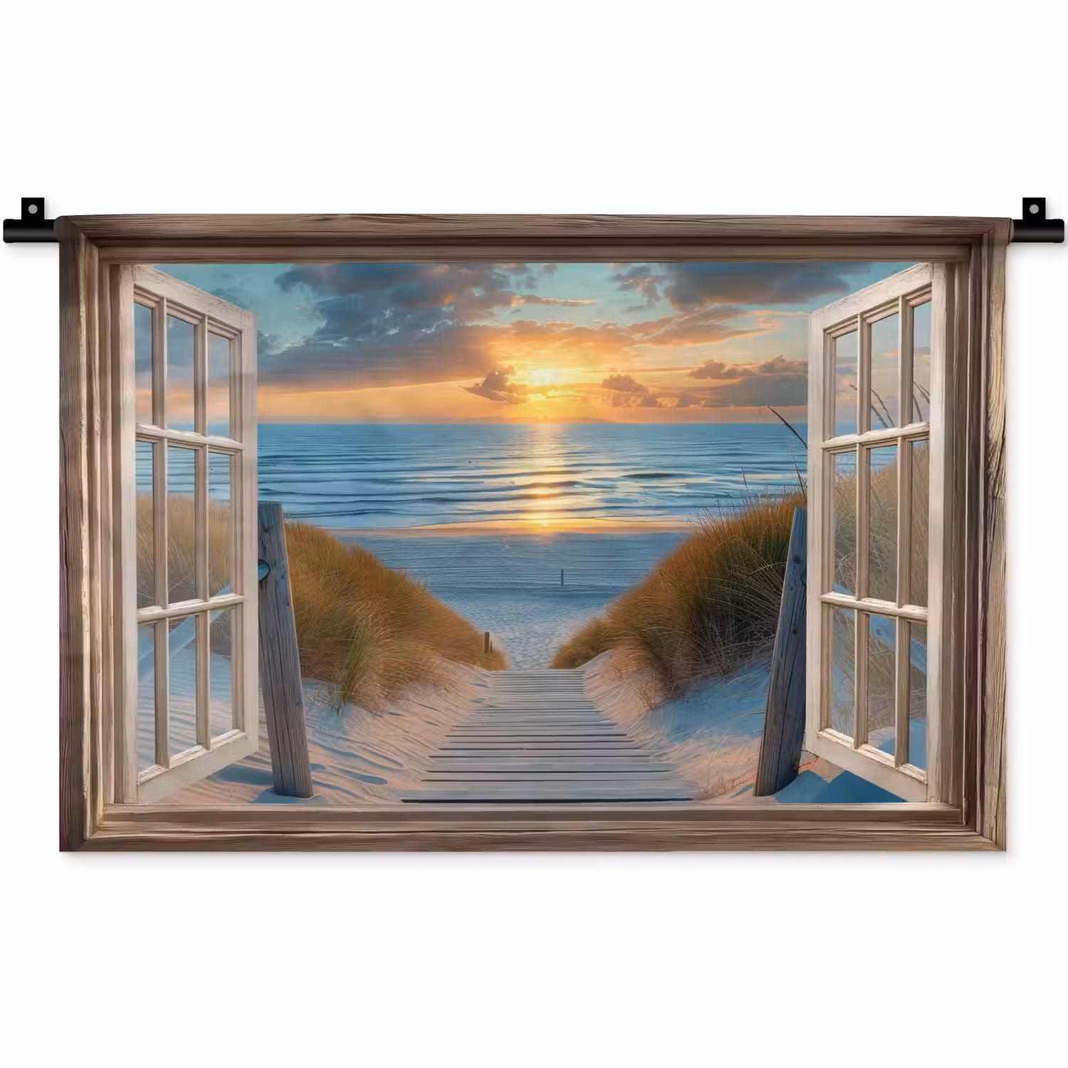 Doorkijk - Strand - Pad - Zonsondergang Wandkleed katoen klein -zz3d