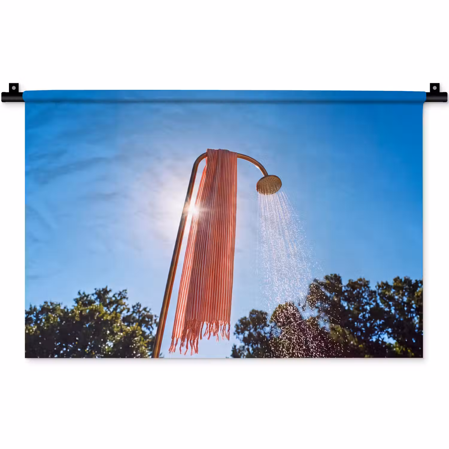 Douche - Water - Zomer - Blauw Wandkleed katoen klein -zz3d