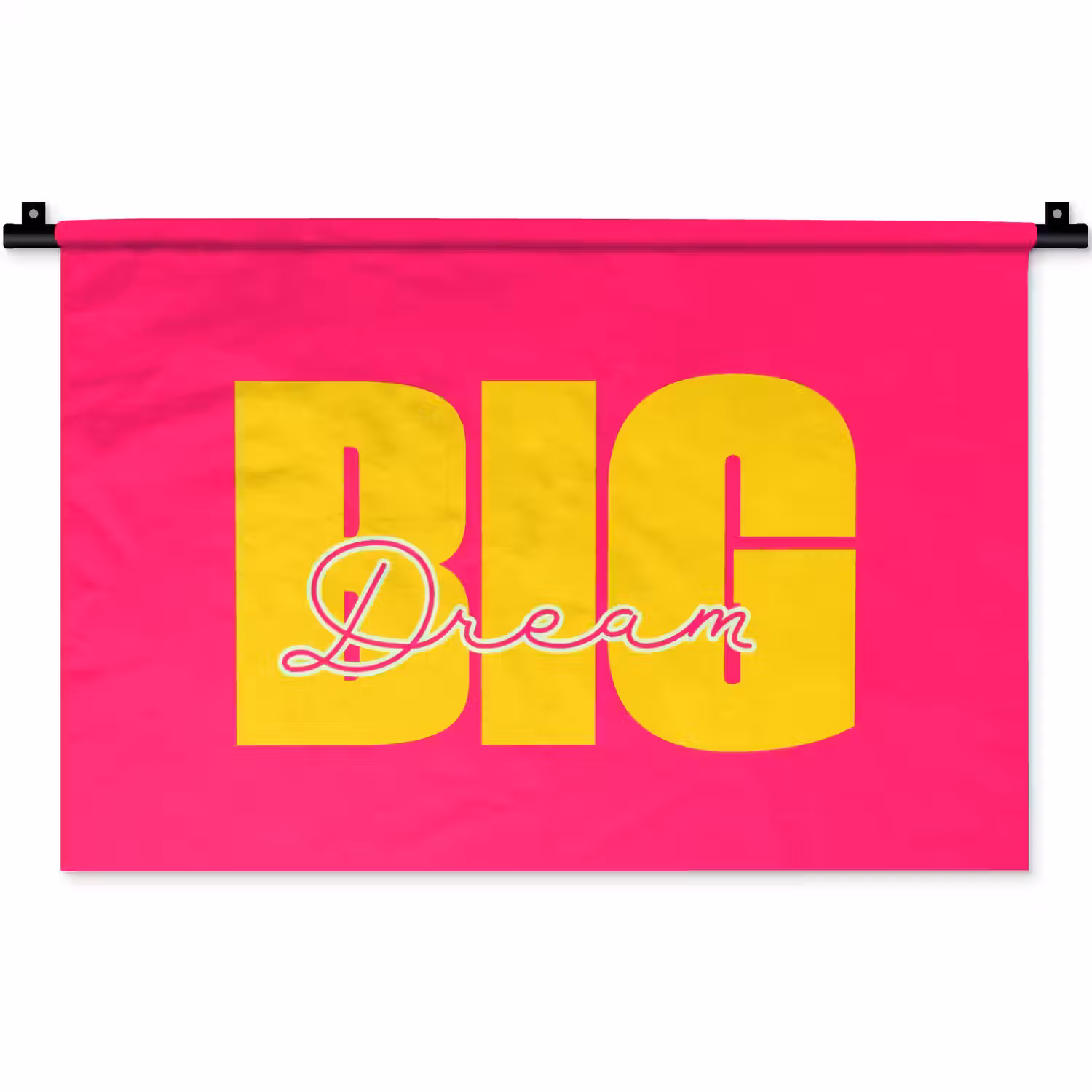Dream big - Roze - Geel - Minimalistisch Wandkleed katoen klein -zz3d