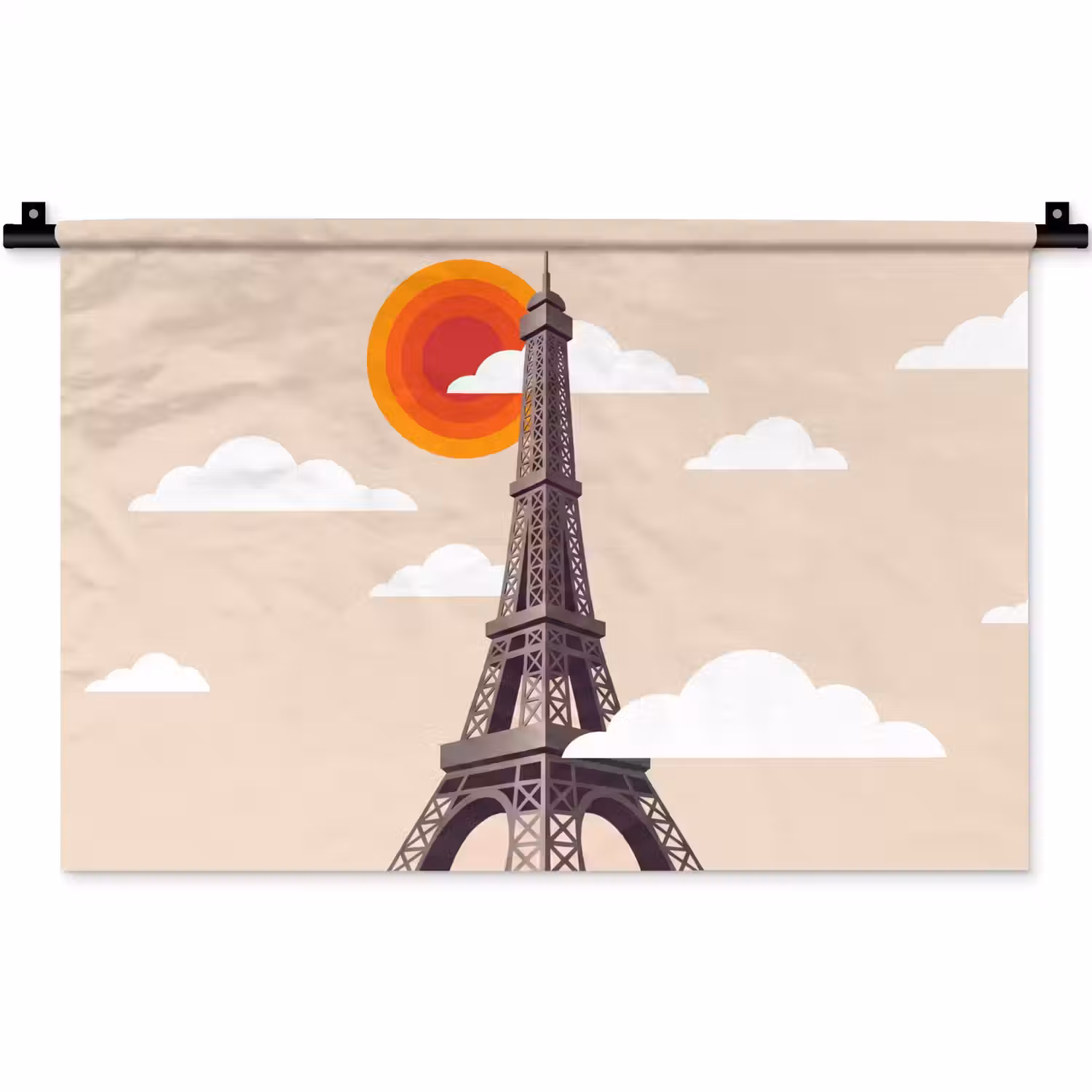 Eiffeltoren - Zon - Architectuur - Abstract - Beige Wandkleed katoen klein -zz3d