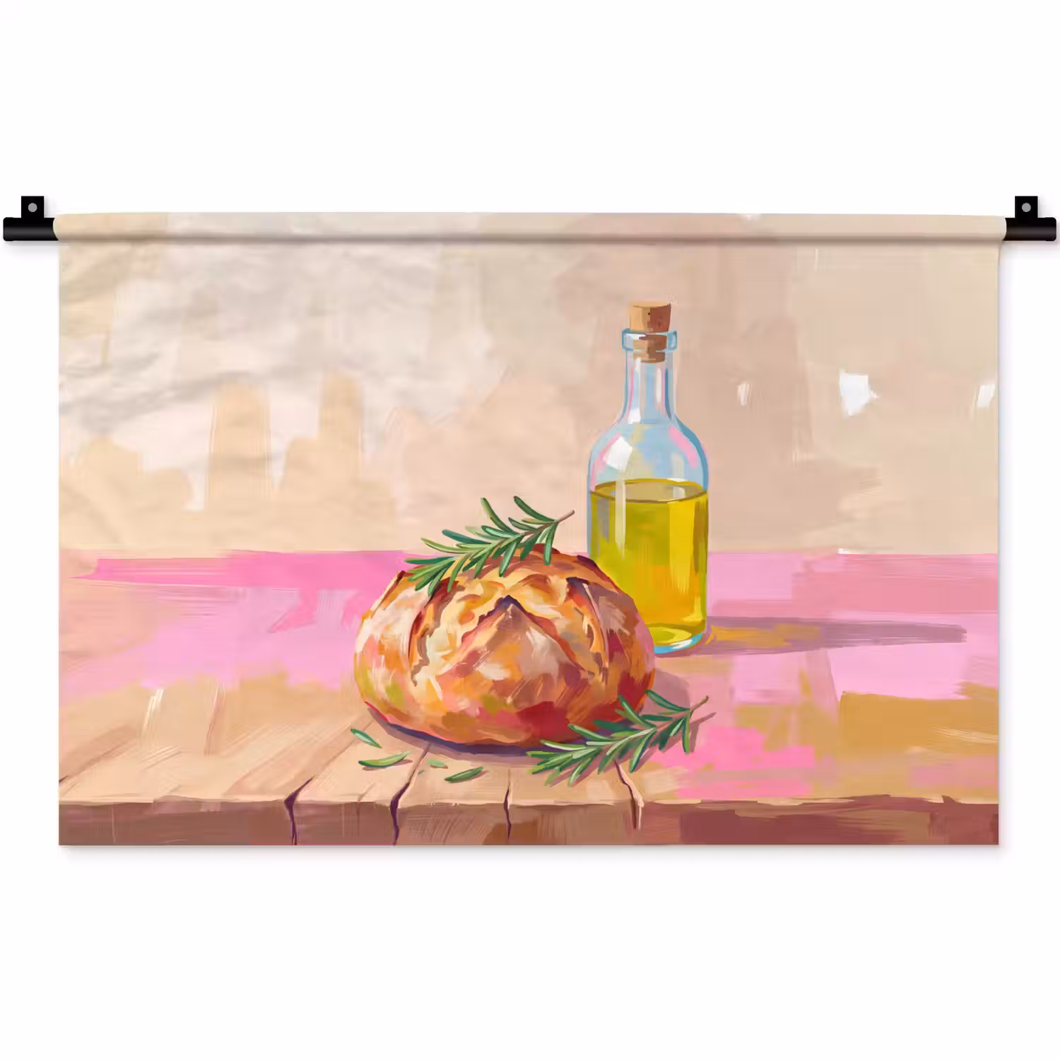 Eten - Brood - Olijfolie - Abstract - Keuken Wandkleed katoen klein -zz3d