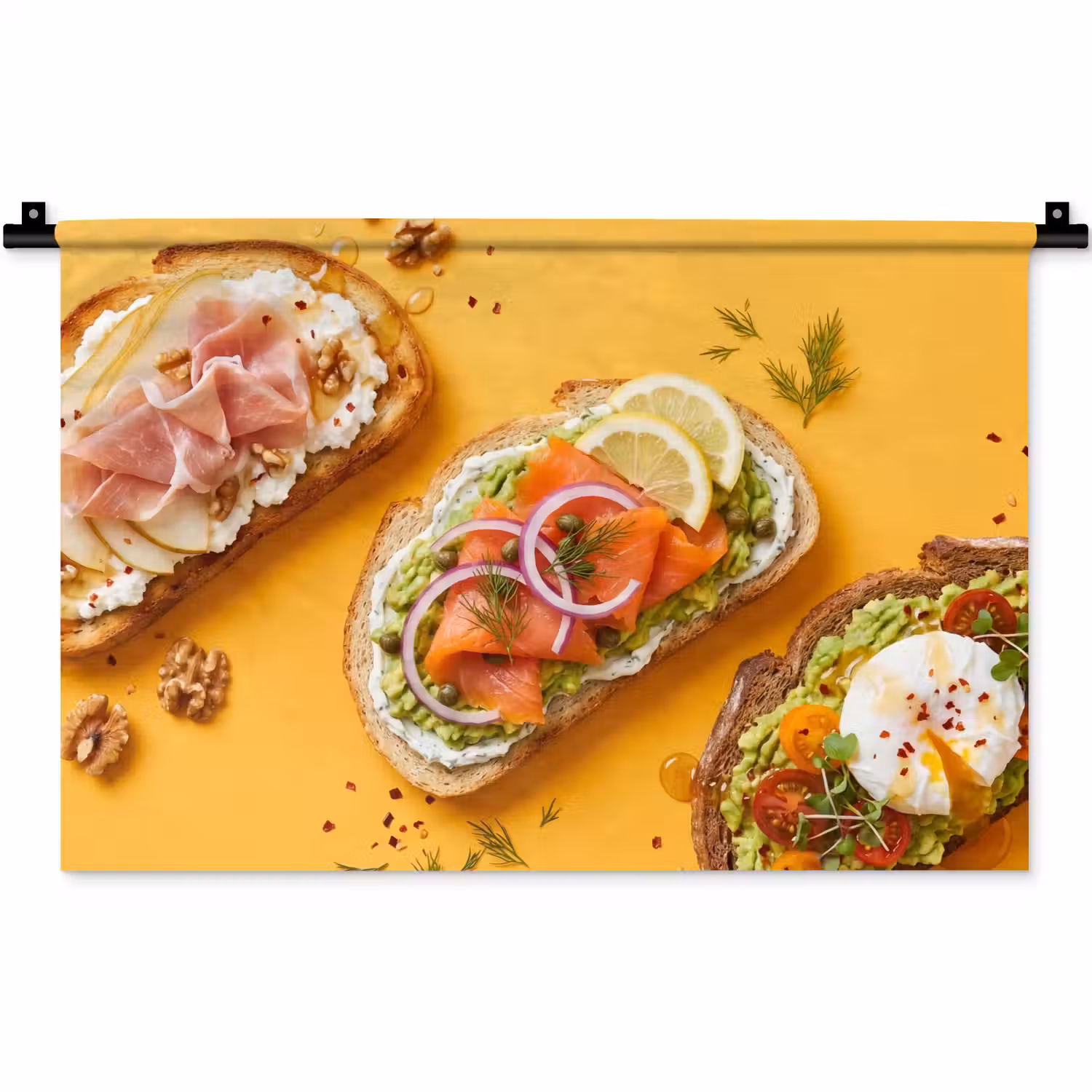 Eten - Brood - Ontbijt - Modern - Kleurrijk Wandkleed katoen klein -zz3d