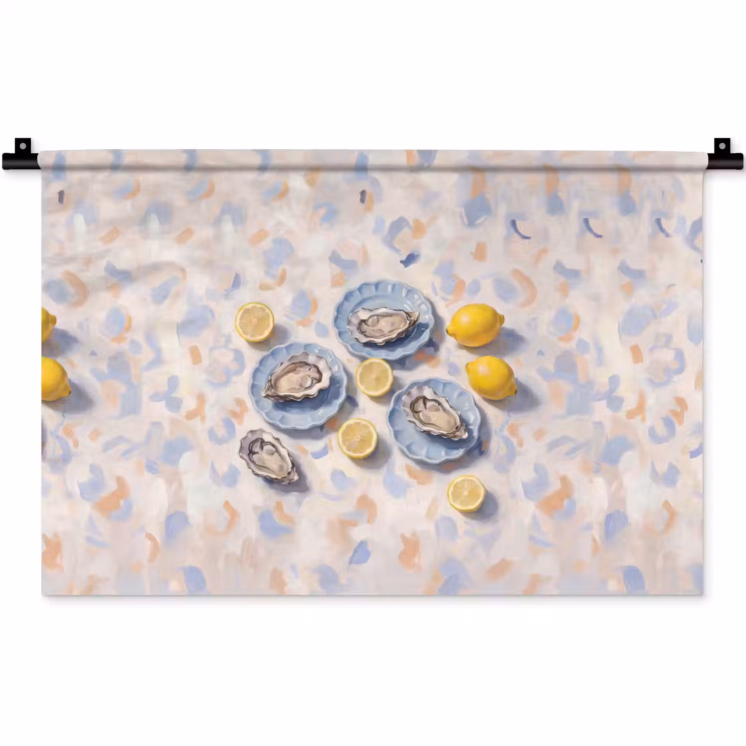 Eten - Oesters - Citroenen - Modern - Geel Wandkleed katoen klein -zz3d