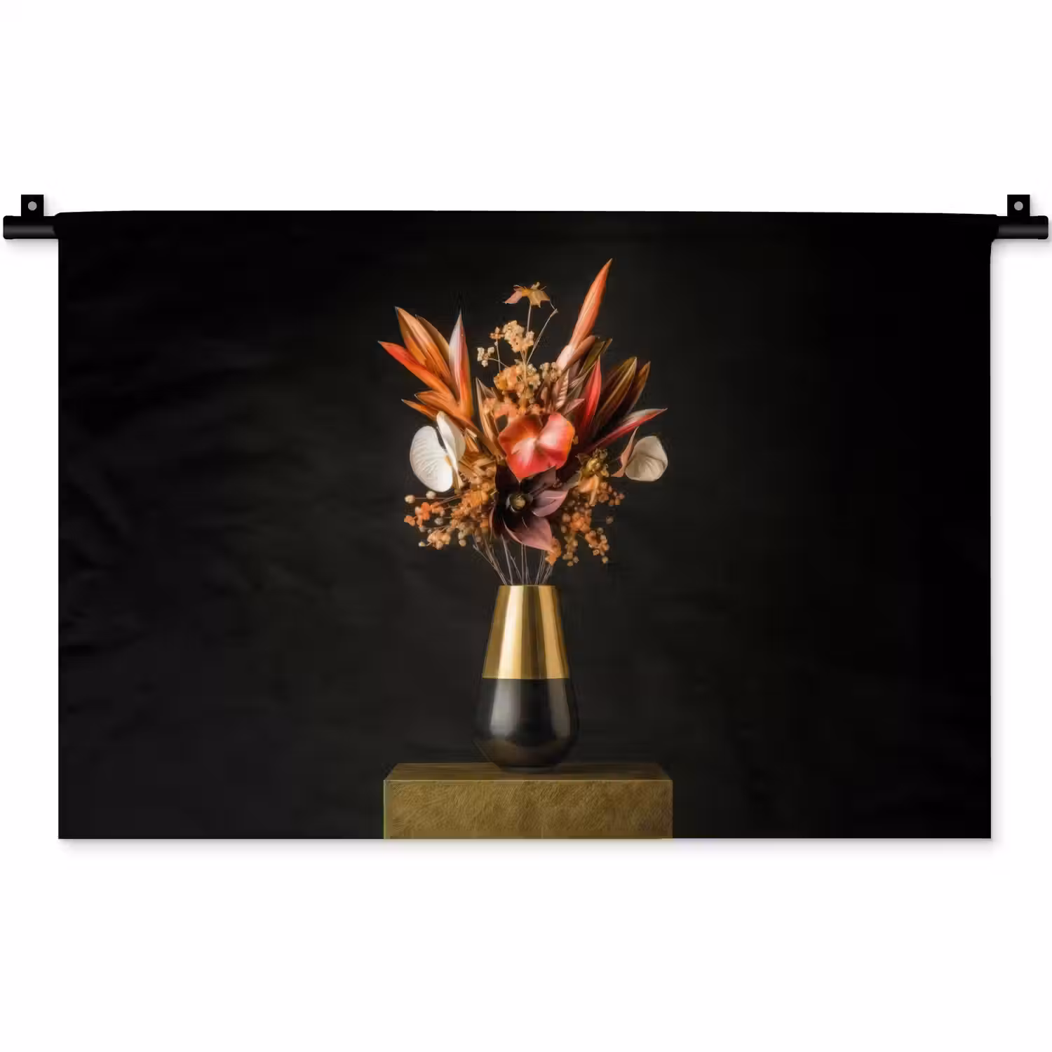 Exotisch - Boeket - Vaas - Goud Wandkleed katoen klein -zz3d