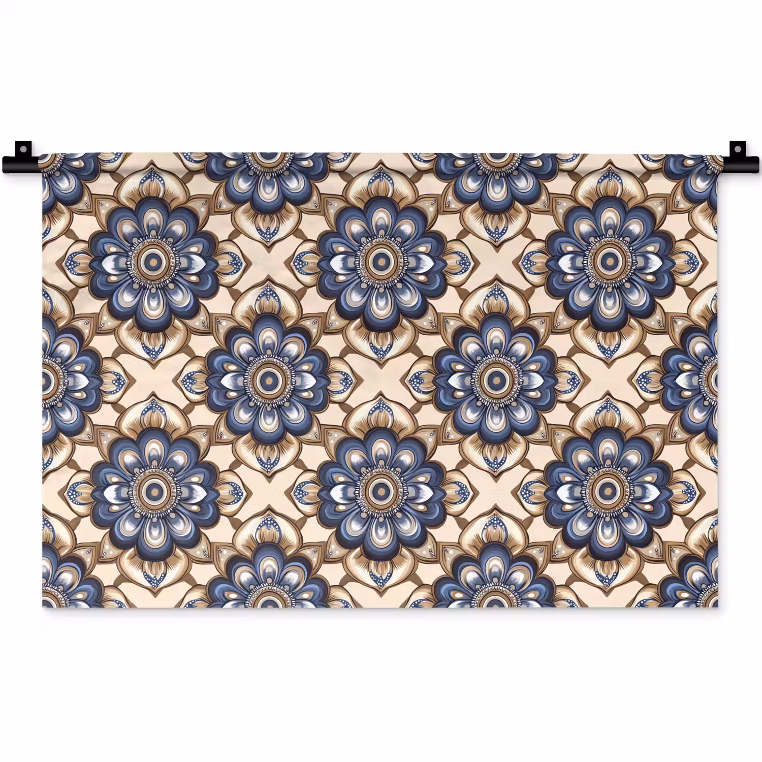 Floraal - Ornament - Blauw Wandkleed katoen klein 269 -zz3d