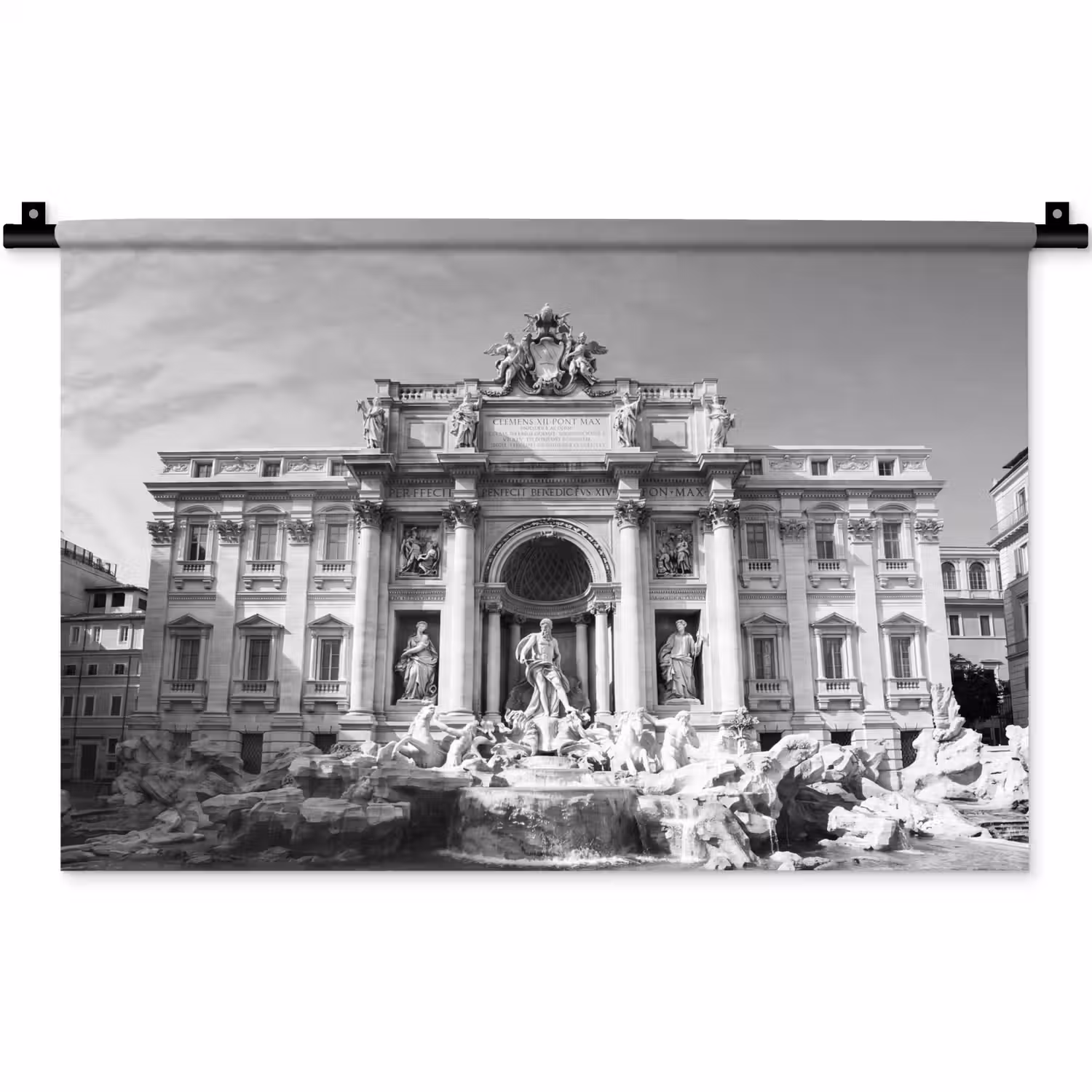 Fontein - Beelden - Architectuur - Zwart-wit Wandkleed katoen klein -zz3d