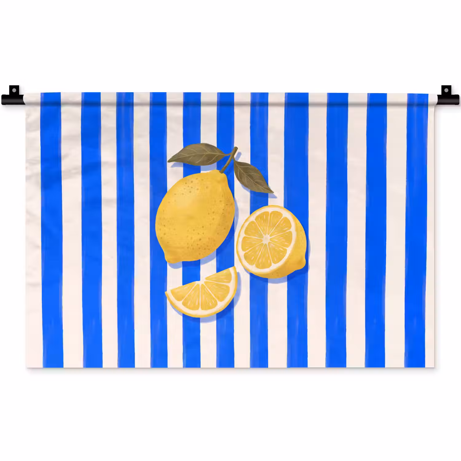 Fruit - Citroen - Zomer - Geel - Blauw Wandkleed katoen klein -zz3d