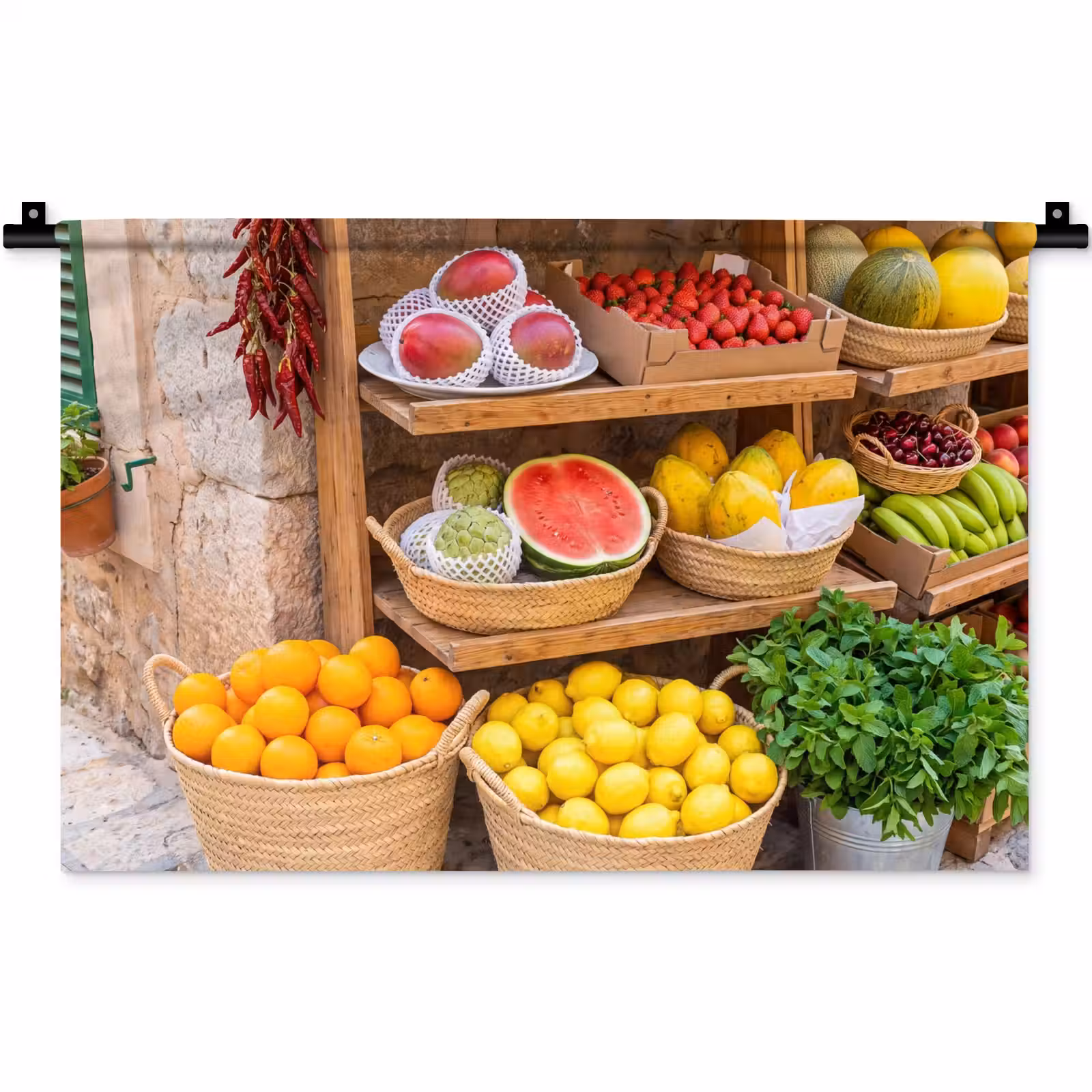 Wandkleed - Fruit - Markt - Vers - Fruit - Markt - Vers Wandkleed katoen klein