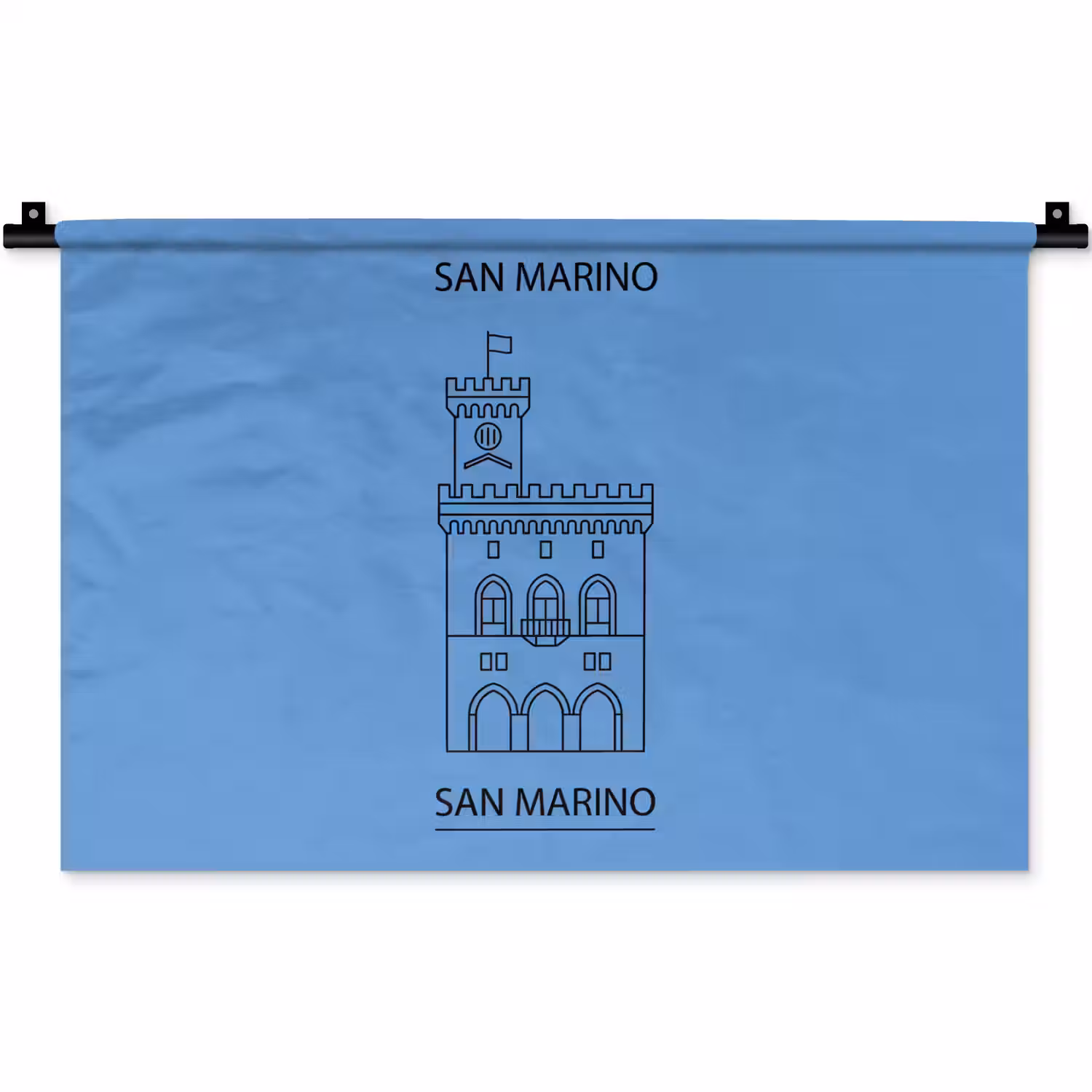 Gebouw - San Marino - Architectuur - Lijntekening - Blauw Wandkleed katoen klein -zz3d