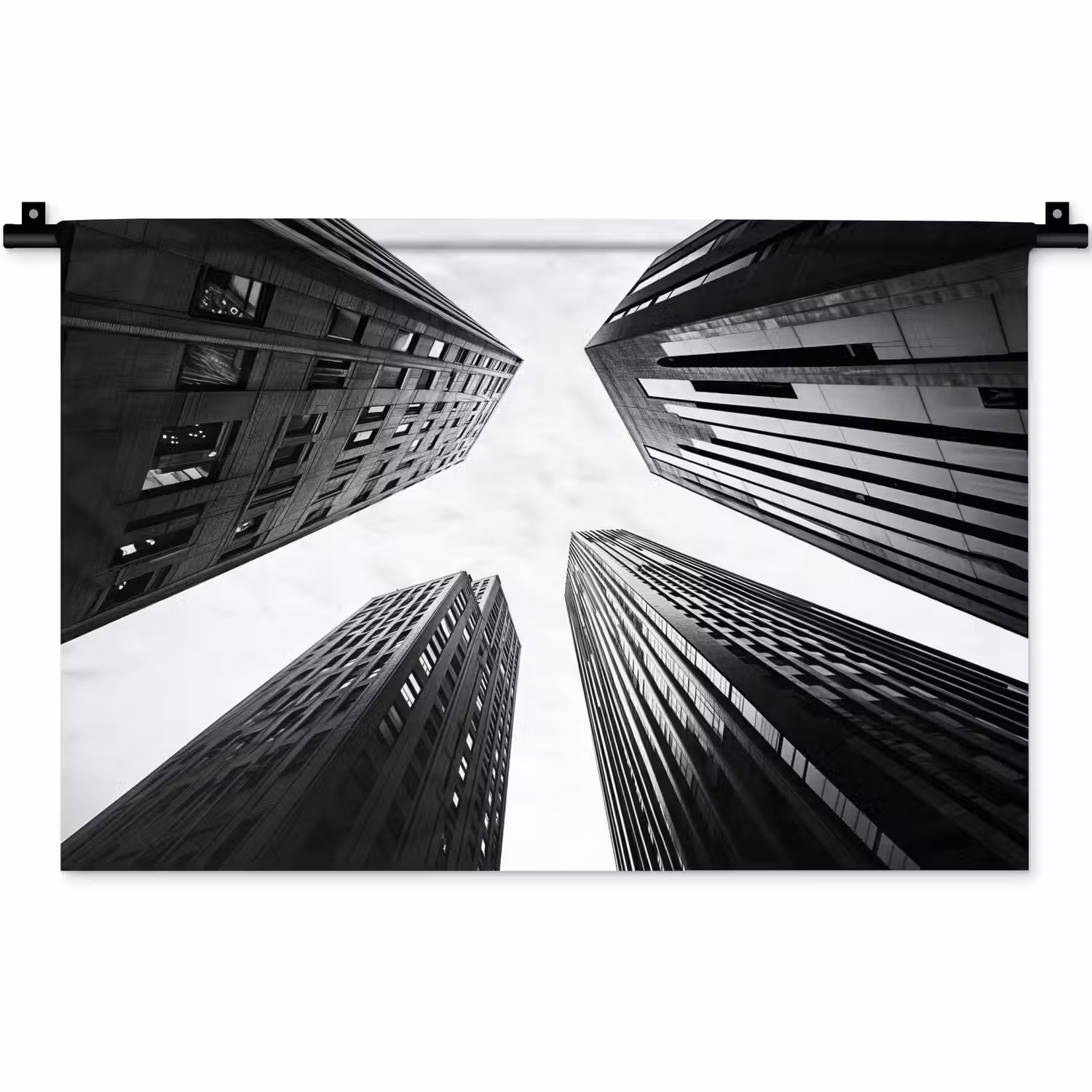 Gebouwen - Lucht - Zwart Wandkleed katoen klein -zz3d