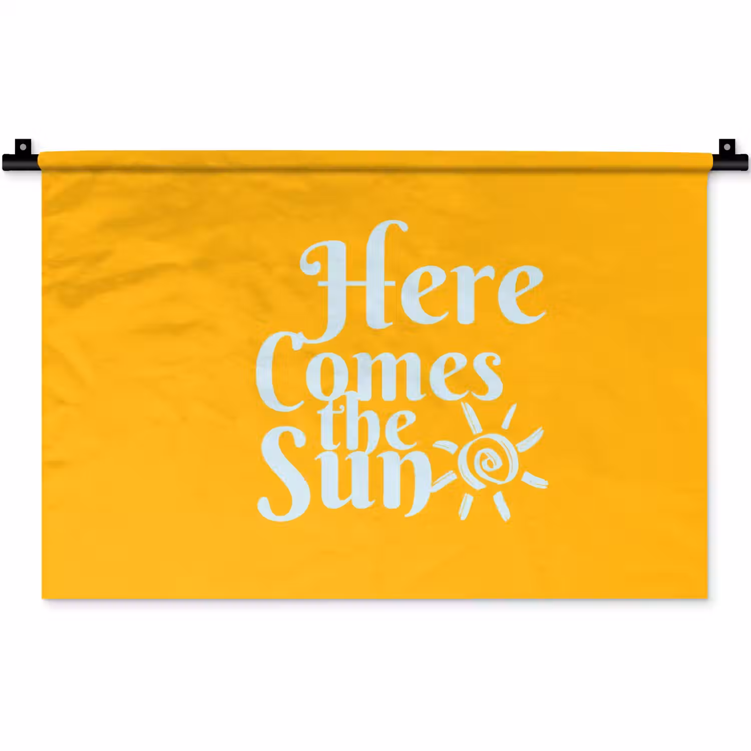 Geel - Blauw - Here comes the sun Wandkleed katoen klein -zz3d