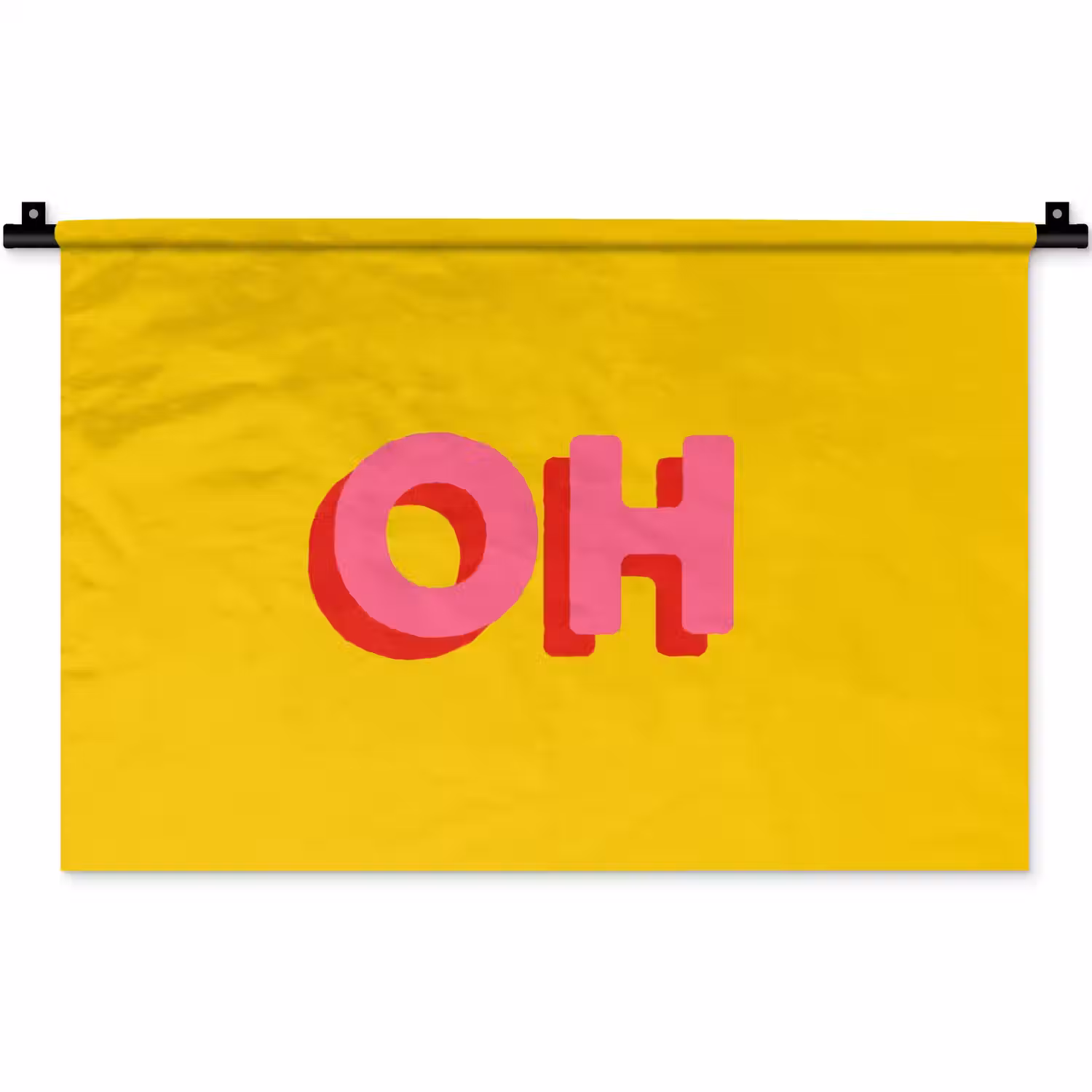 Geel - Roze - Oh - 3D Wandkleed katoen klein -zz3d