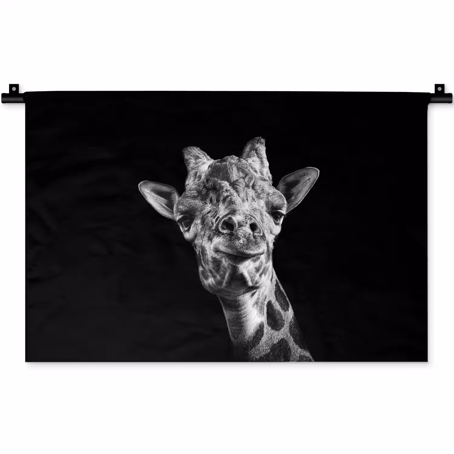 Giraffe - Dier - Zwart - Wit Wandkleed katoen klein -zz3d