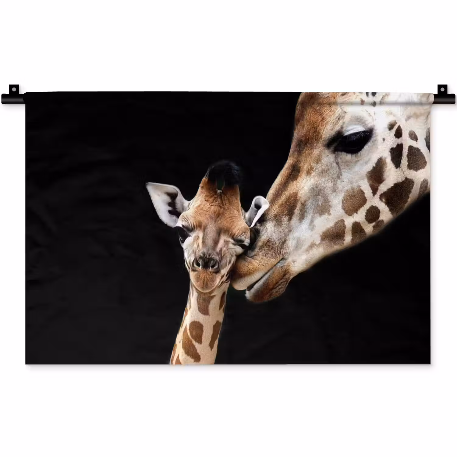 Giraffe - Dieren - Zwart - Portret - Dieren Wandkleed katoen klein -zz3d