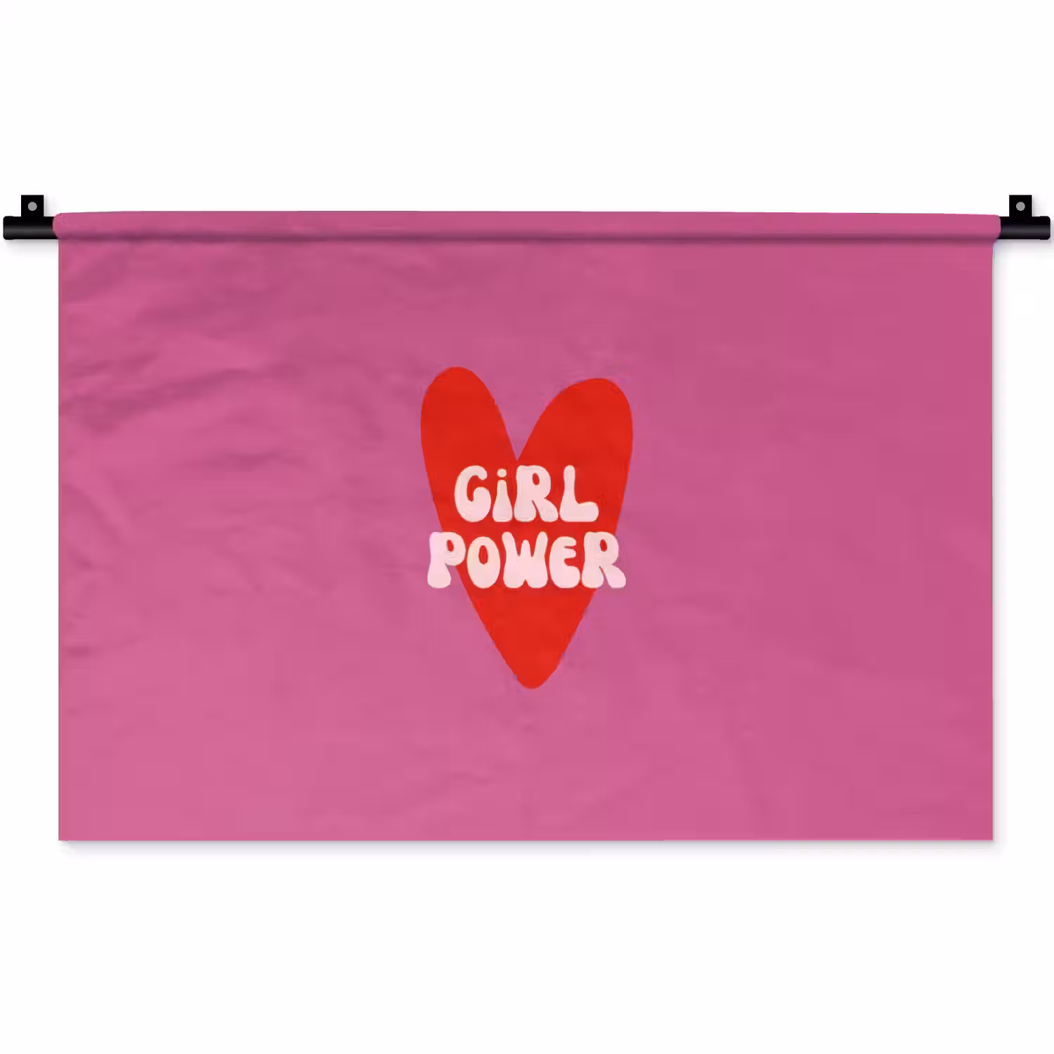 Girl power - Hart - Roze - Rood Wandkleed katoen klein -zz3d
