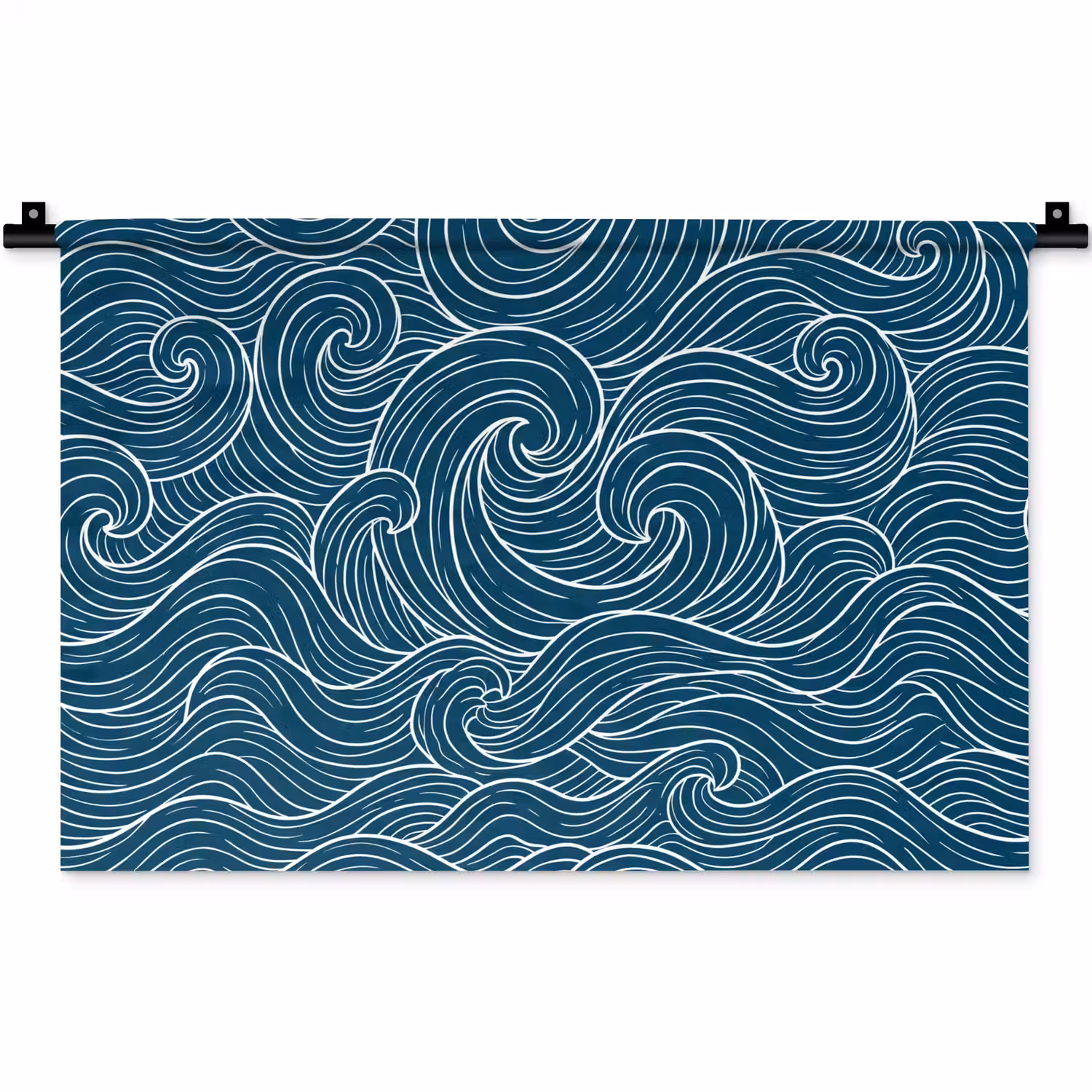 Golven - Spiraal - Water - Abstract - Blauw Wandkleed katoen klein -zz3d