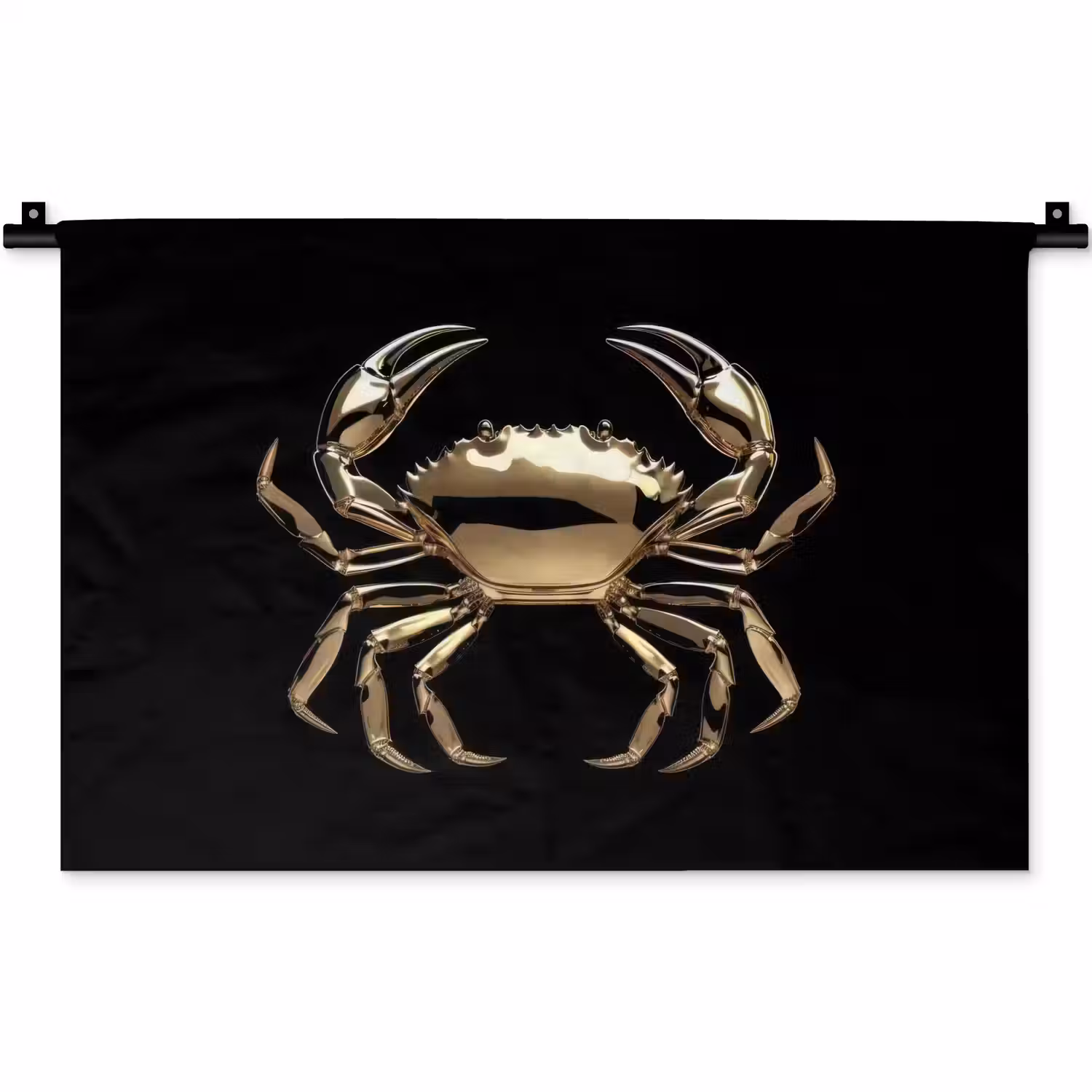 Goud - Krab - Dieren - Zwart Wandkleed katoen klein -zz3d