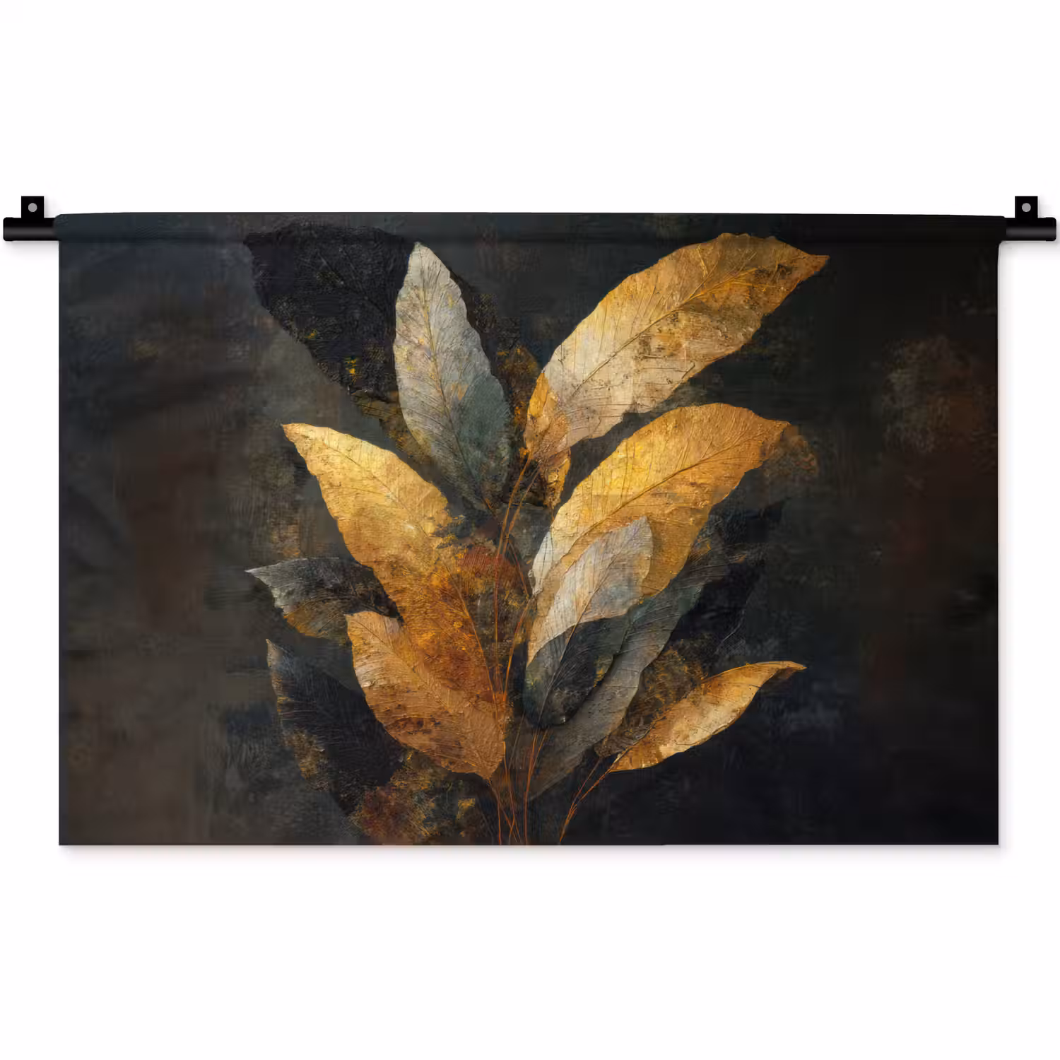 Gouden Bladcompositie – Botanische Luxe Wandkleed katoen klein -zz3d