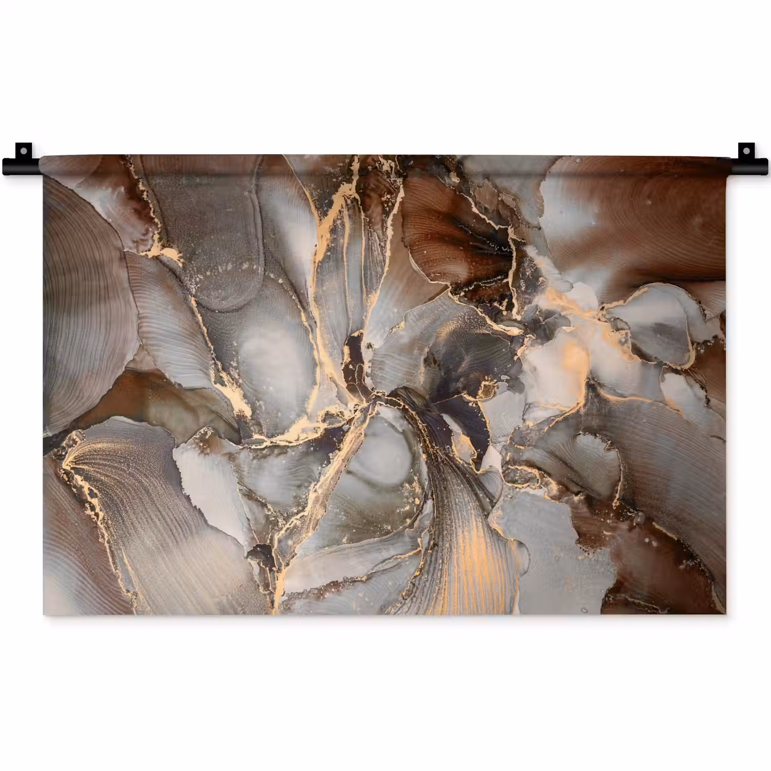 Grijs - Goud - Marmer - Marmerlook Wandkleed katoen klein -zz3d