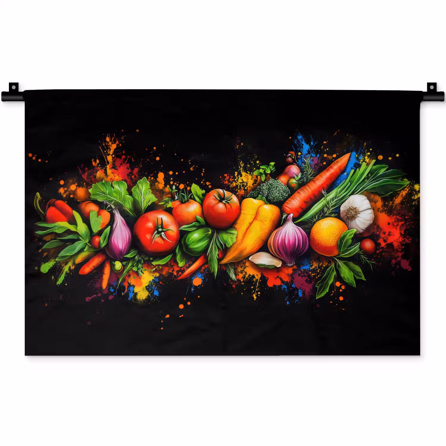Groente - Eten - Kruiden - Graffiti - Koken Wandkleed katoen klein -zz3d