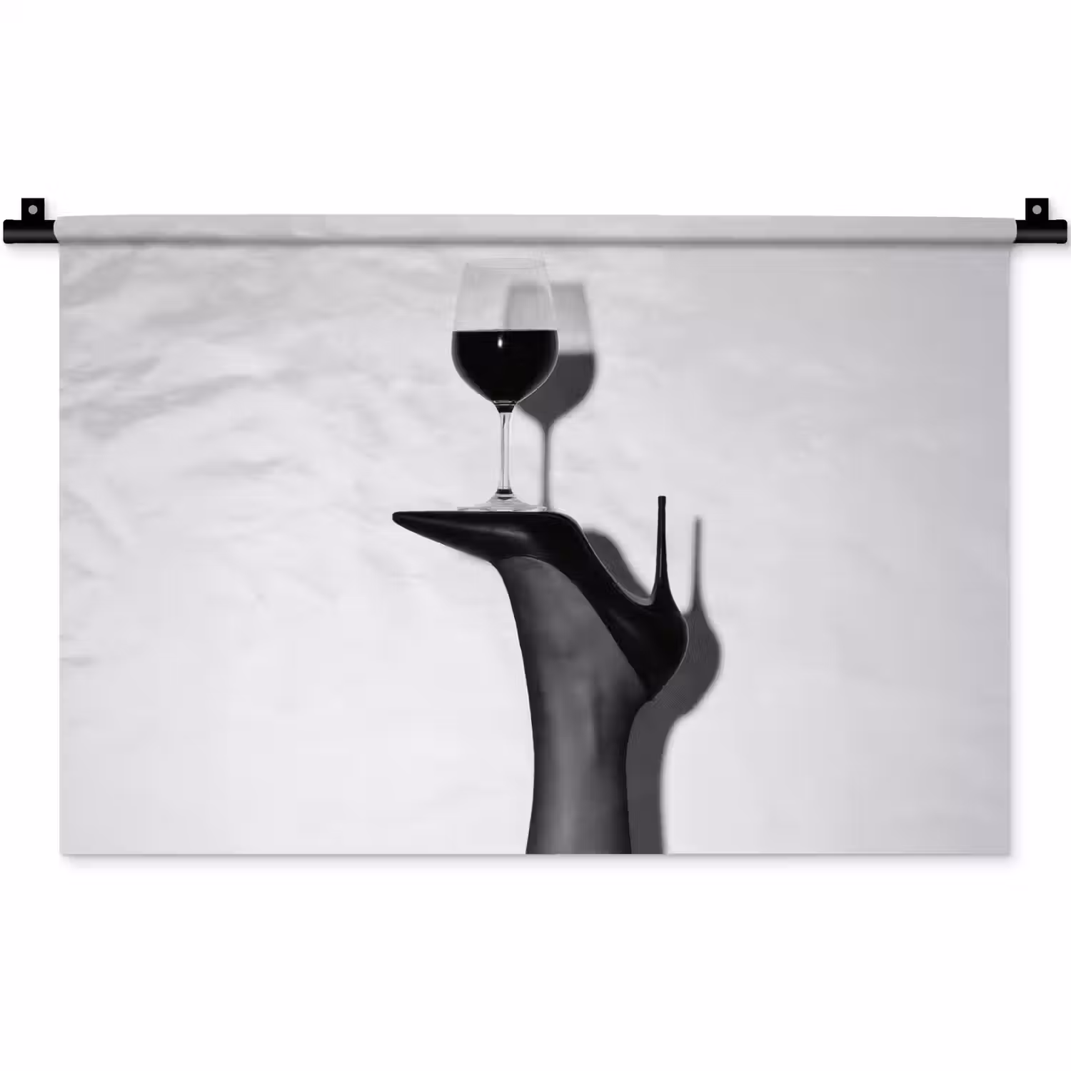 Hak - Wijn - Minimalistisch - Zwart Wandkleed katoen klein -zz3d
