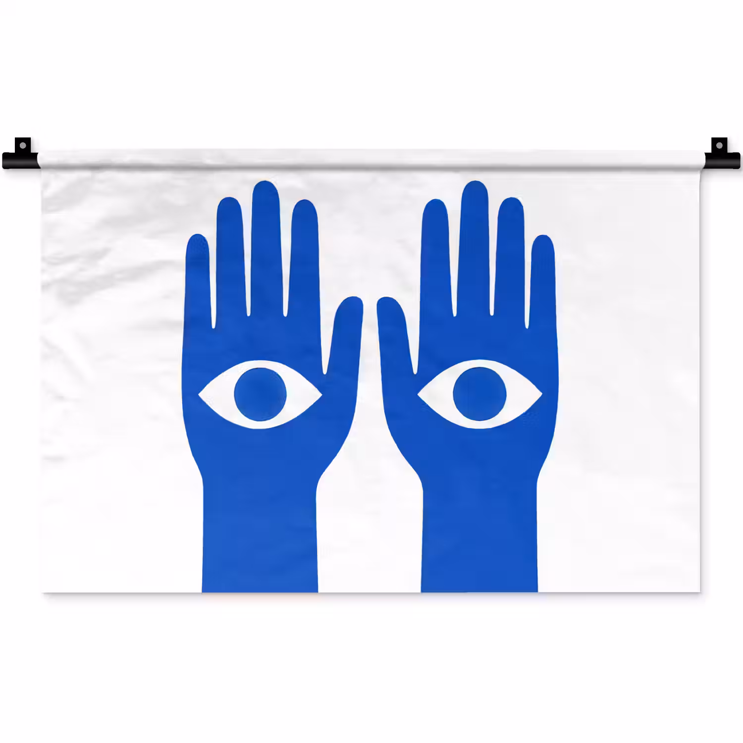 Handen - Twee - Ogen - Blauw Wandkleed katoen klein -zz3d