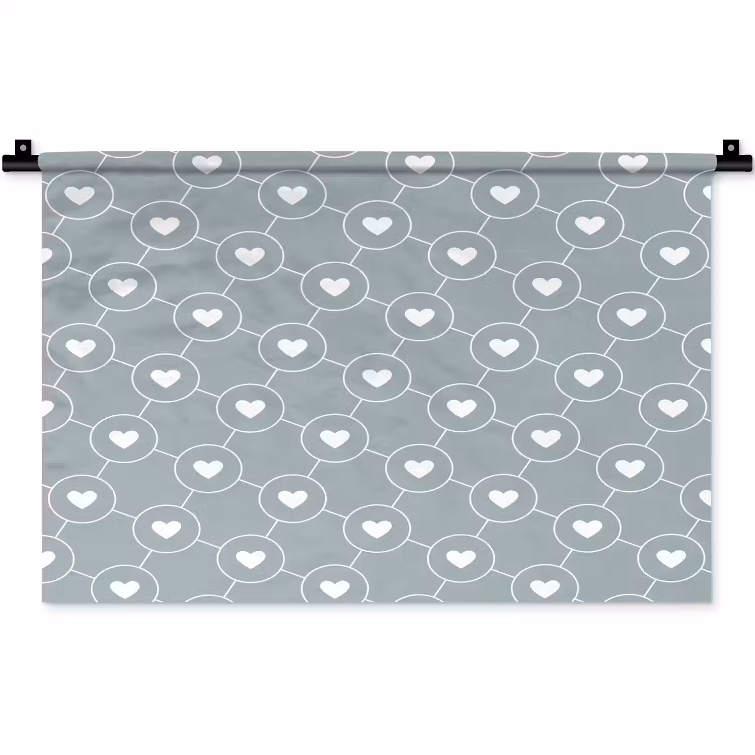 Hartjes - Wit - Rond - Patroon Wandkleed katoen klein 269 -zz3d